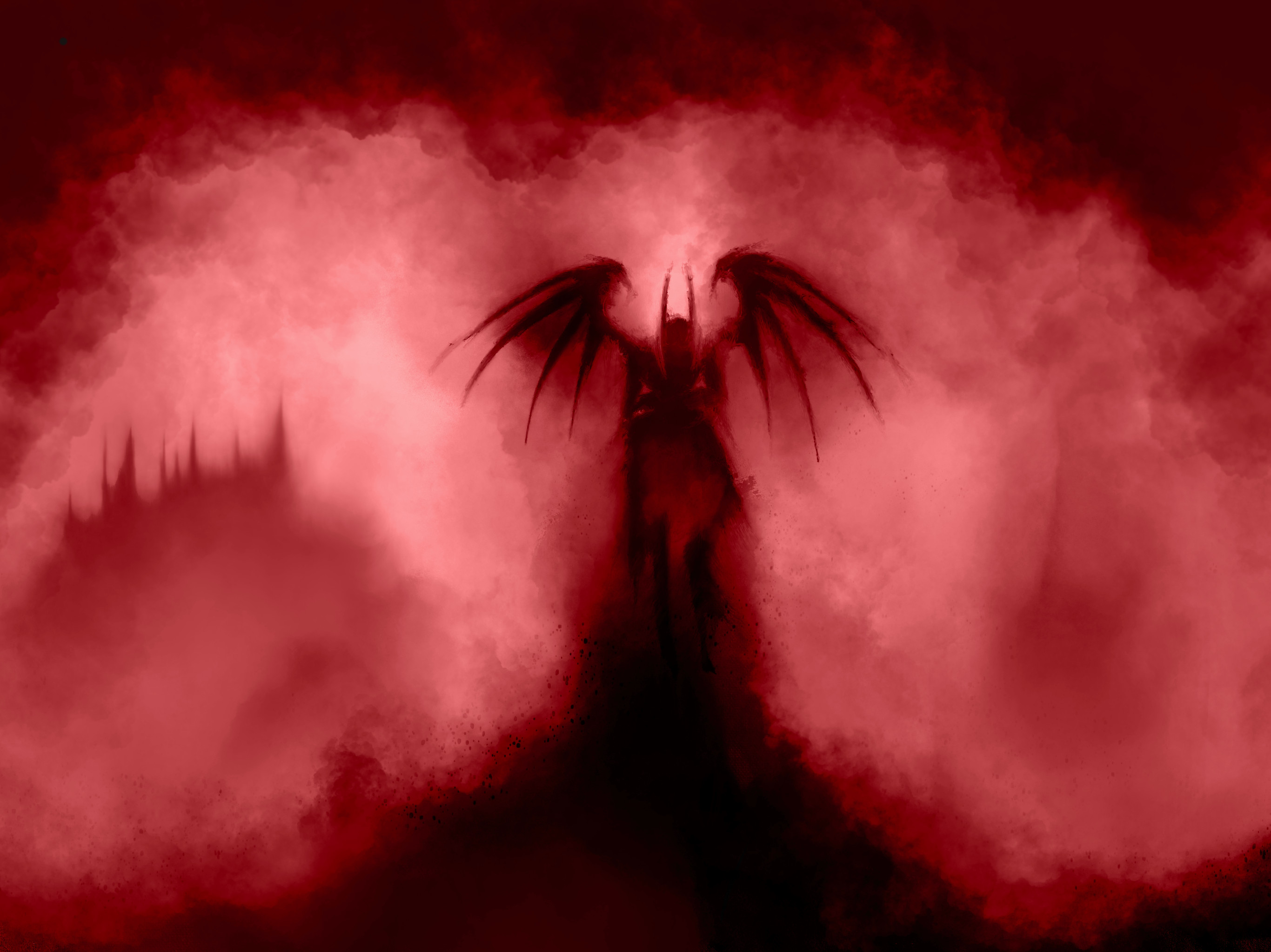 Alan Mealor Demon Smoke Red Wings Smoke Background Devil Red Background Artwork ArtStation 2732x2048