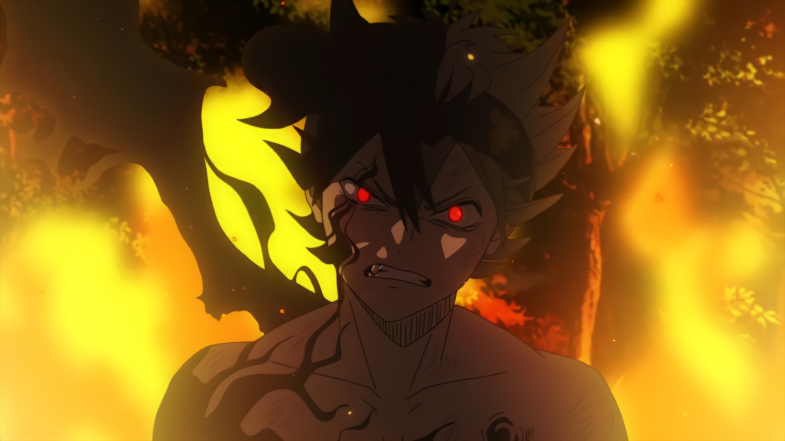 Black Clover Asta Demon Eyes Red Eyes Fire Anime Boys 2560x1440