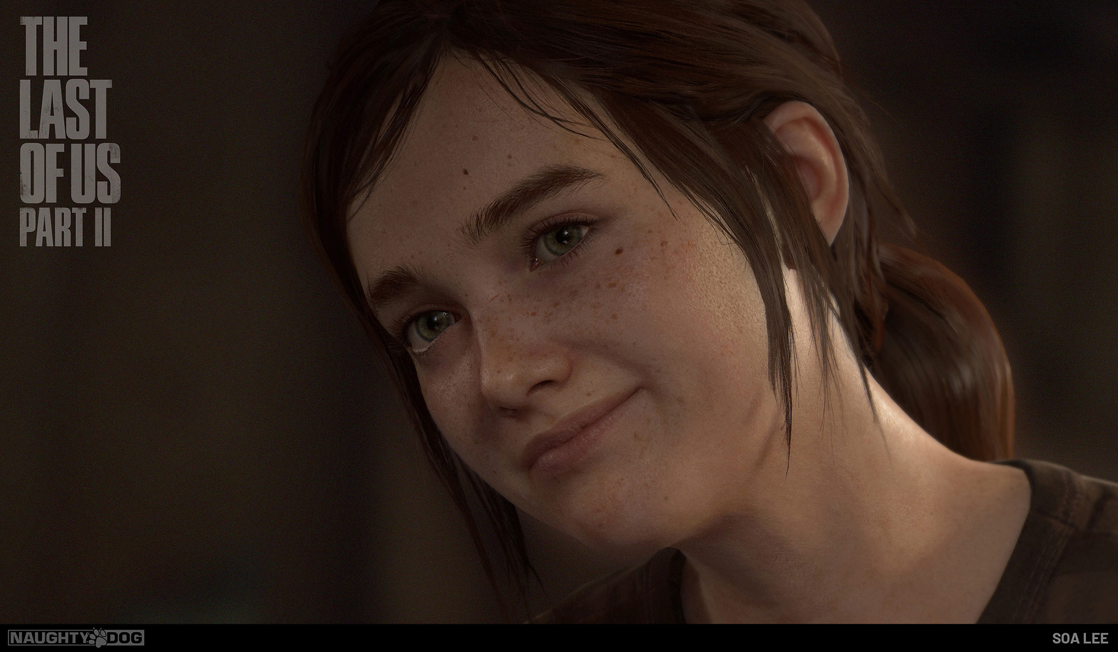 Ellie Williams CGi Smile Face Freckles Eyes Nose Brunette Eyebrows ArtStation Naughty Dog Screen Sho 2200x1284