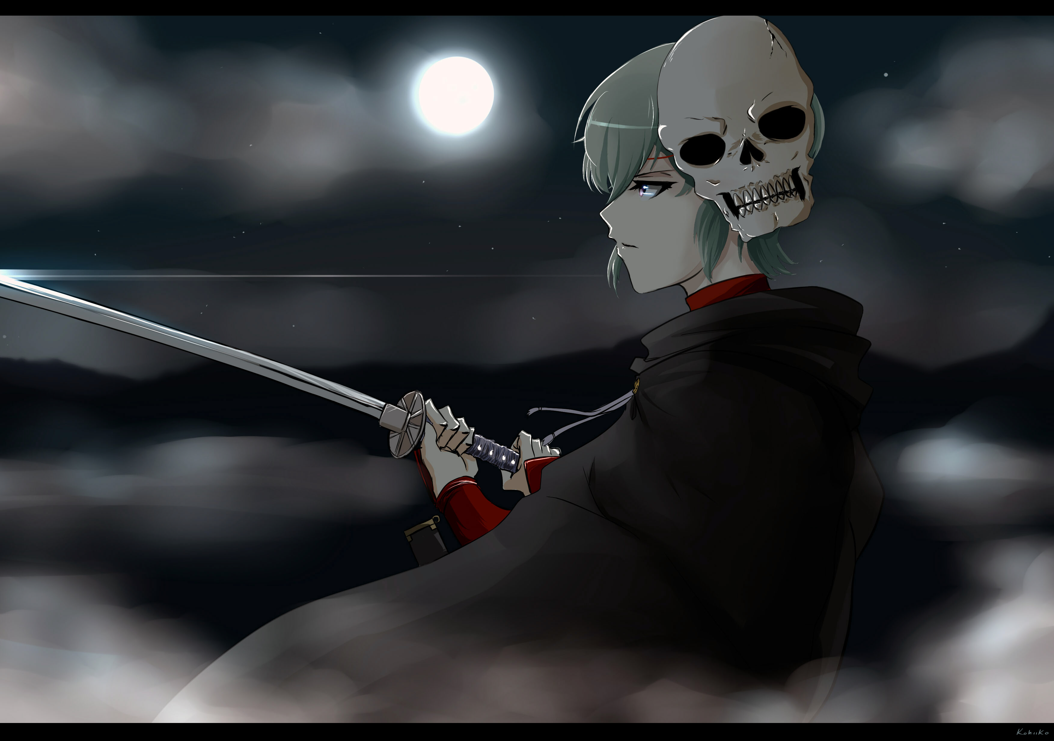Ikeda Asaemon Skull Sword Samurai Girl 3507x2468