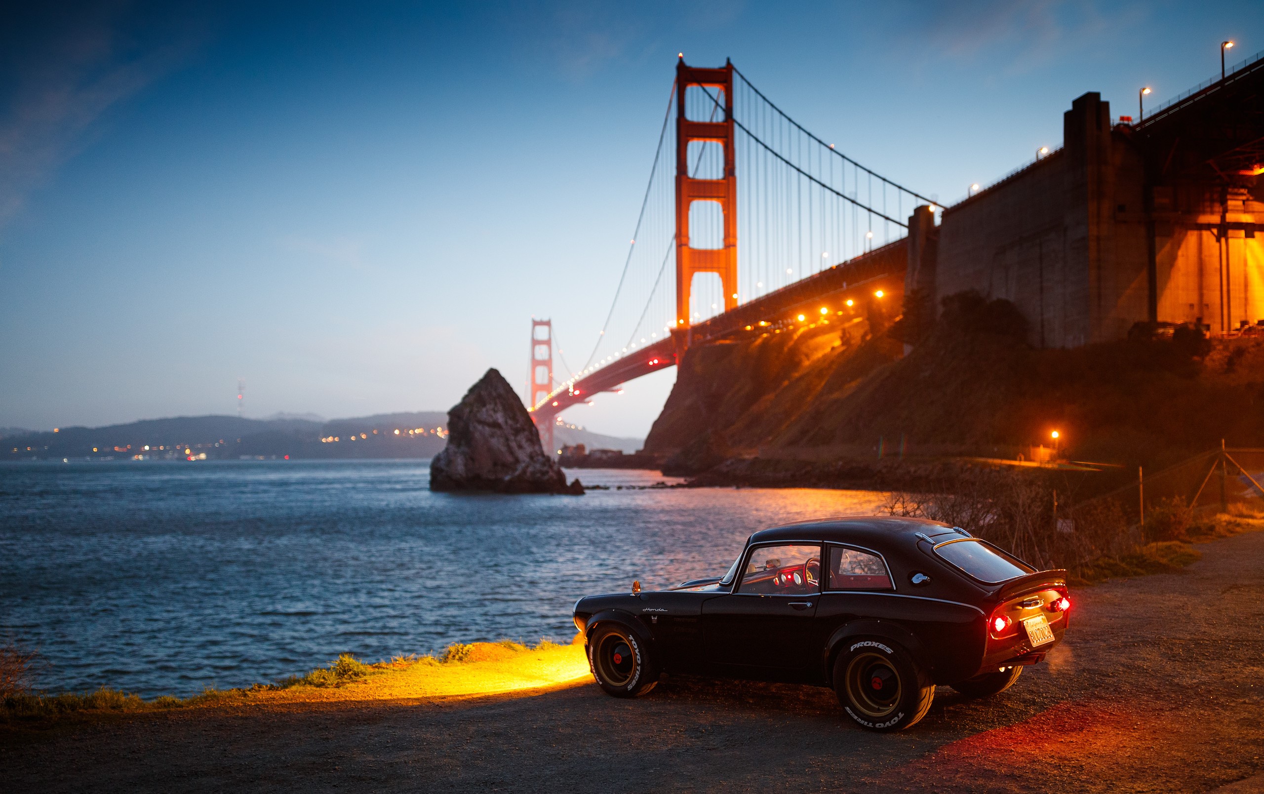 Honda S800 Honda Classic Car JDM Japanese Cars Sports Car San Francisco Golden Gate Bridge Evening L 2560x1608