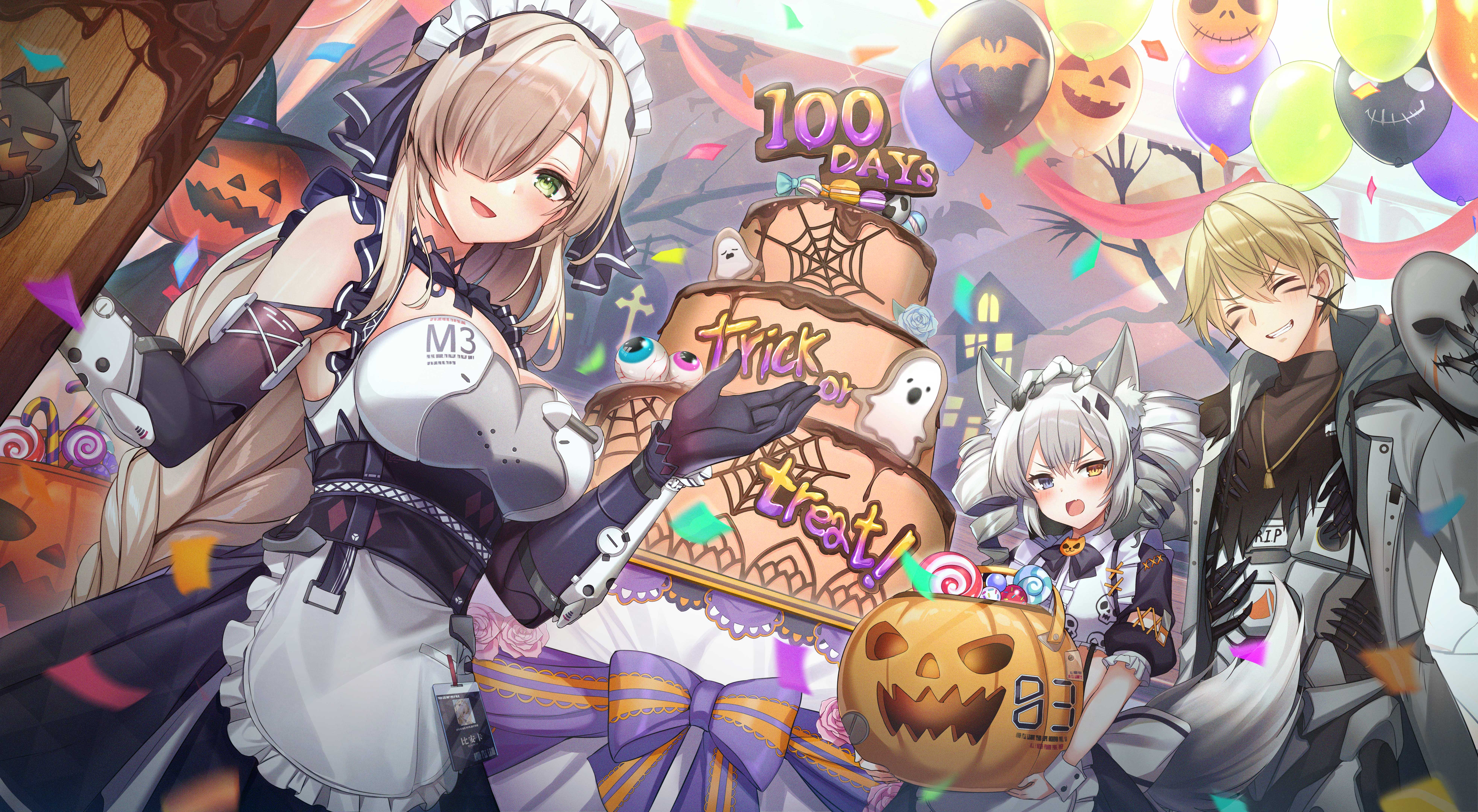 Anime Anime Girls Anime Boys Halloween Punishing Gray Raven Maid Outfit Cake Artwork Maett 7860x4320