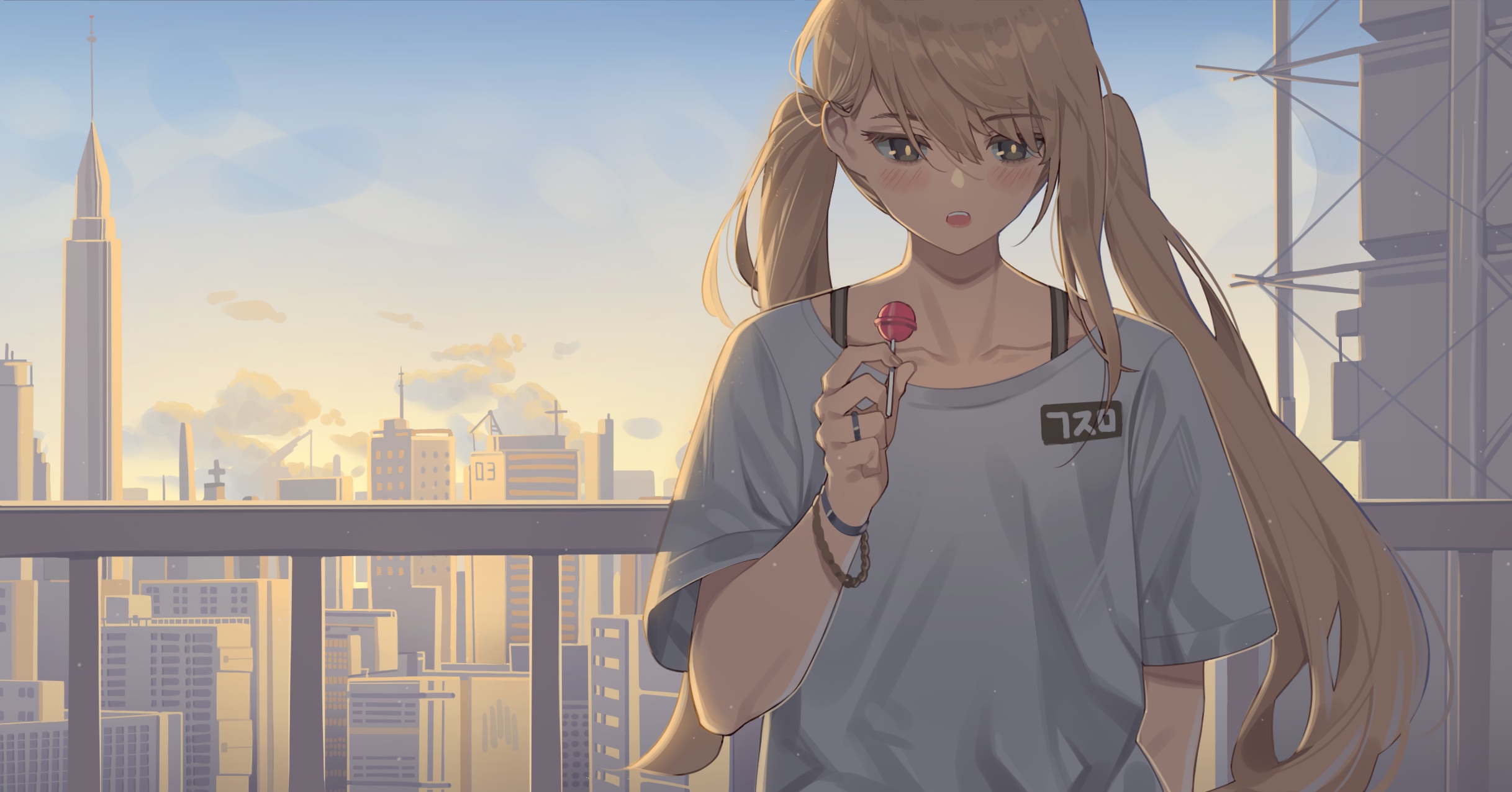 Anime Anime Girls Lollipop Twintails Artwork HOP3 2435x1276