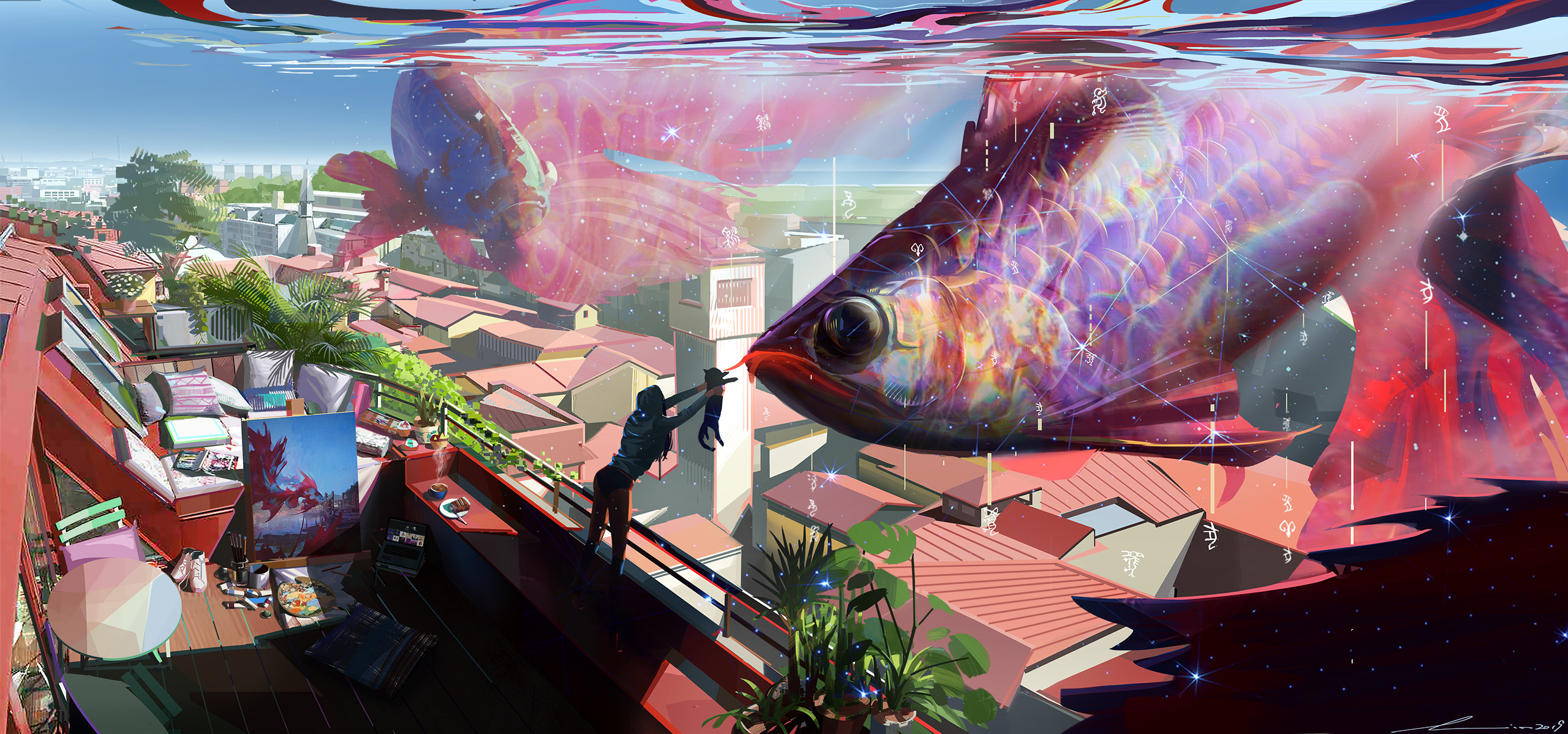 Artwork Fantasy Art Fish 2560x1198