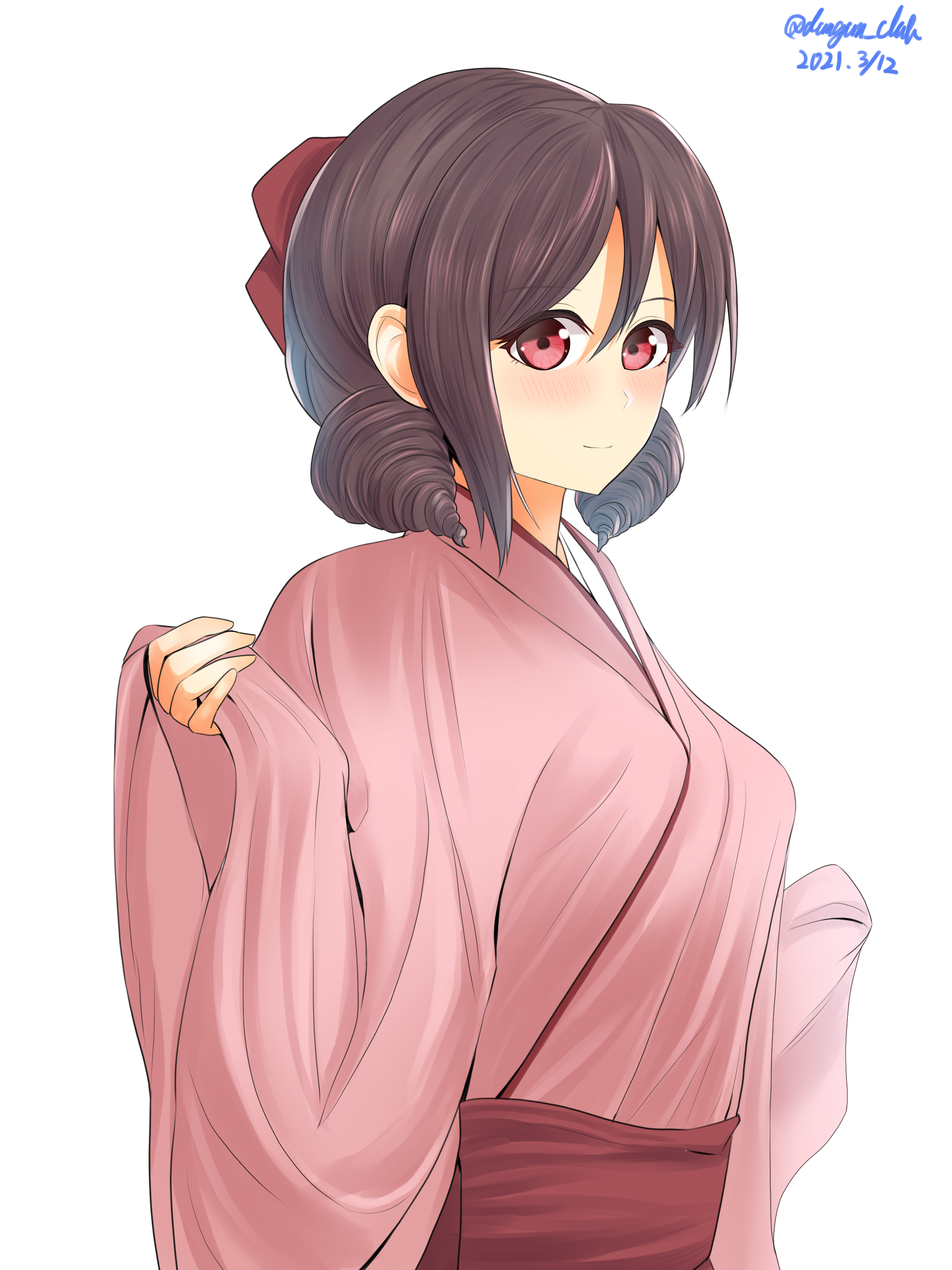 Anime Anime Girls Kantai Collection Harukaze KanColle Shoulder Length Hair Brunette Kimono Japanese  2048x2732