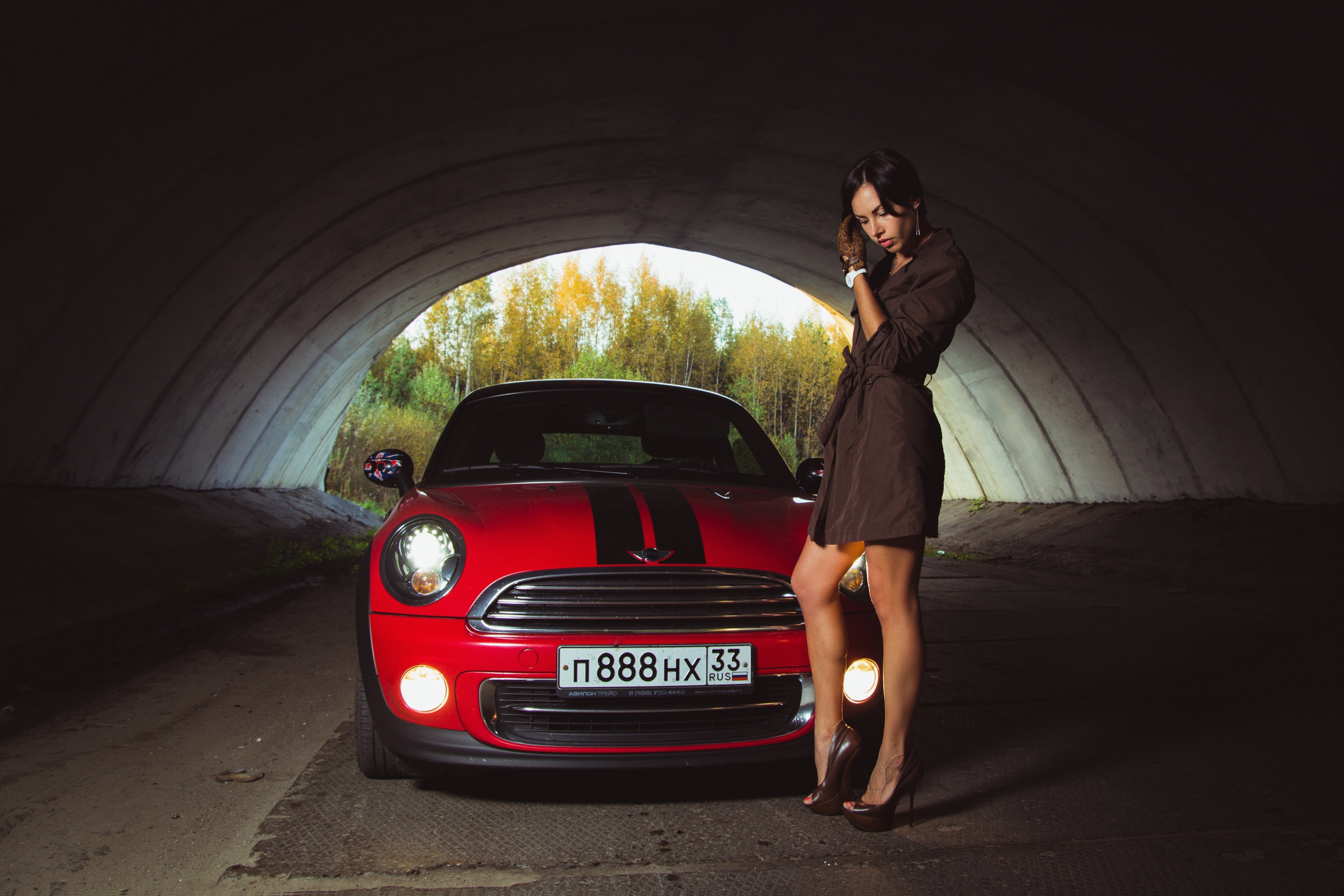 Women Car Model Vehicle Standing Red Cars Numbers Tunnel Legs Heels Women With Cars 2560x1707