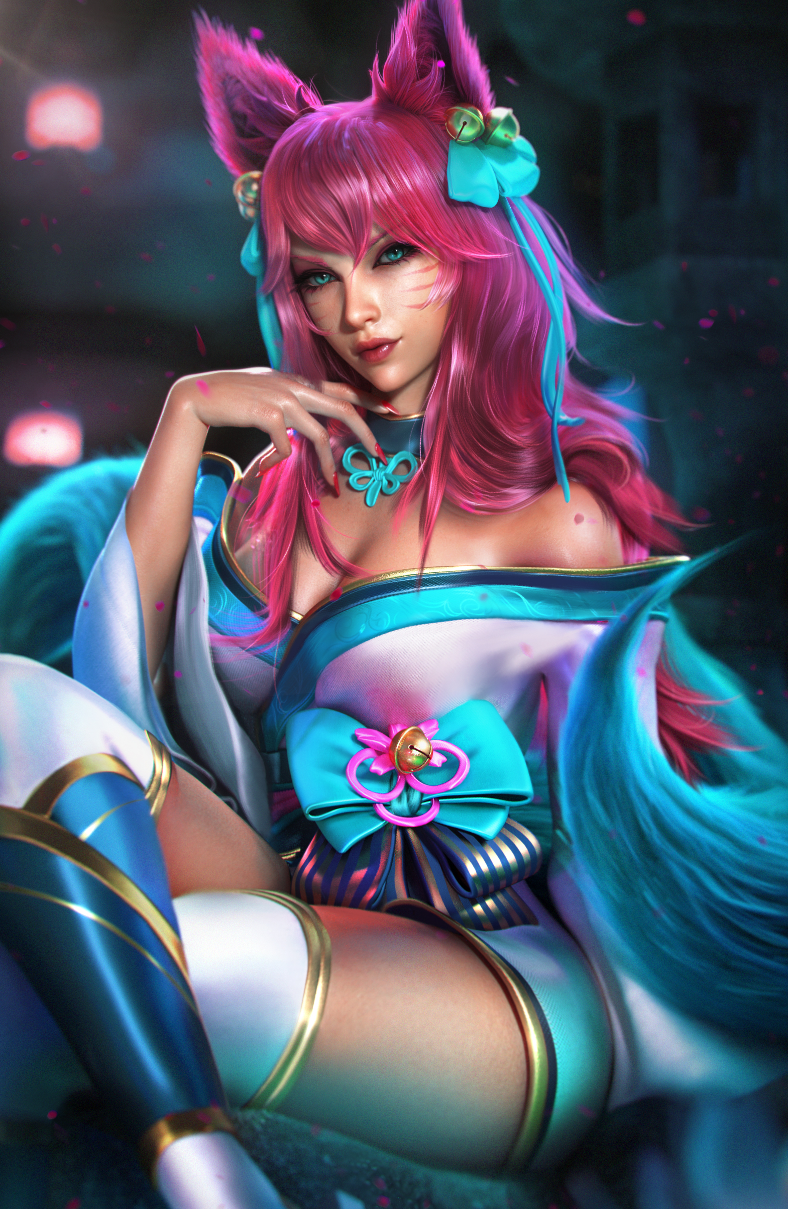 Ahri League Of Legends League Of Legends Spirit Blossom Video Games Pink Hair Video Game Girls Fox G 1569x2406