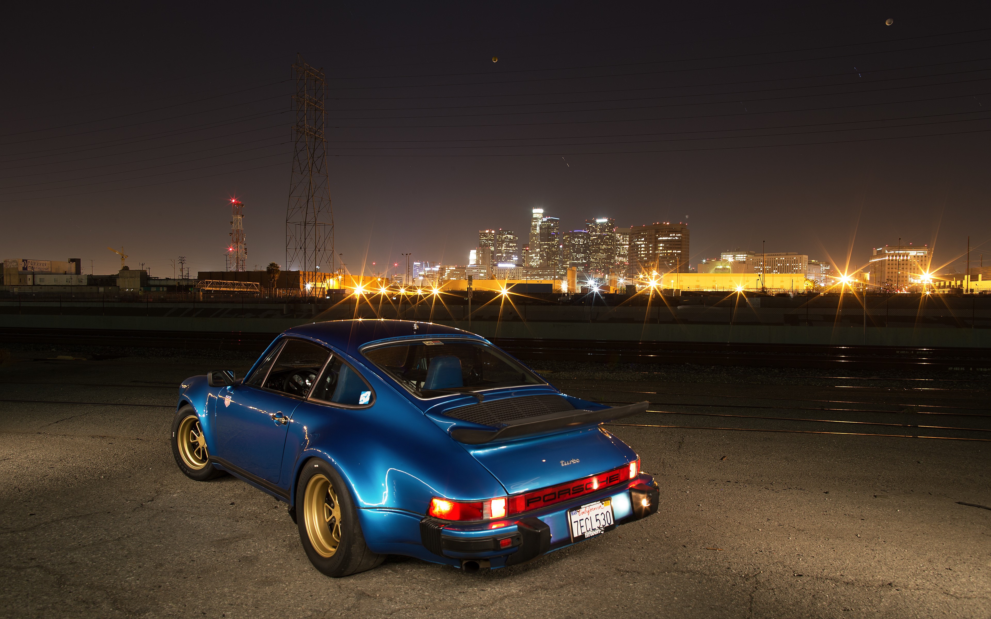 Porsche 930 Porsche 911 Porsche Blue Cars Night City Lights German Cars Classic Car Sports Car Larry 3840x2399