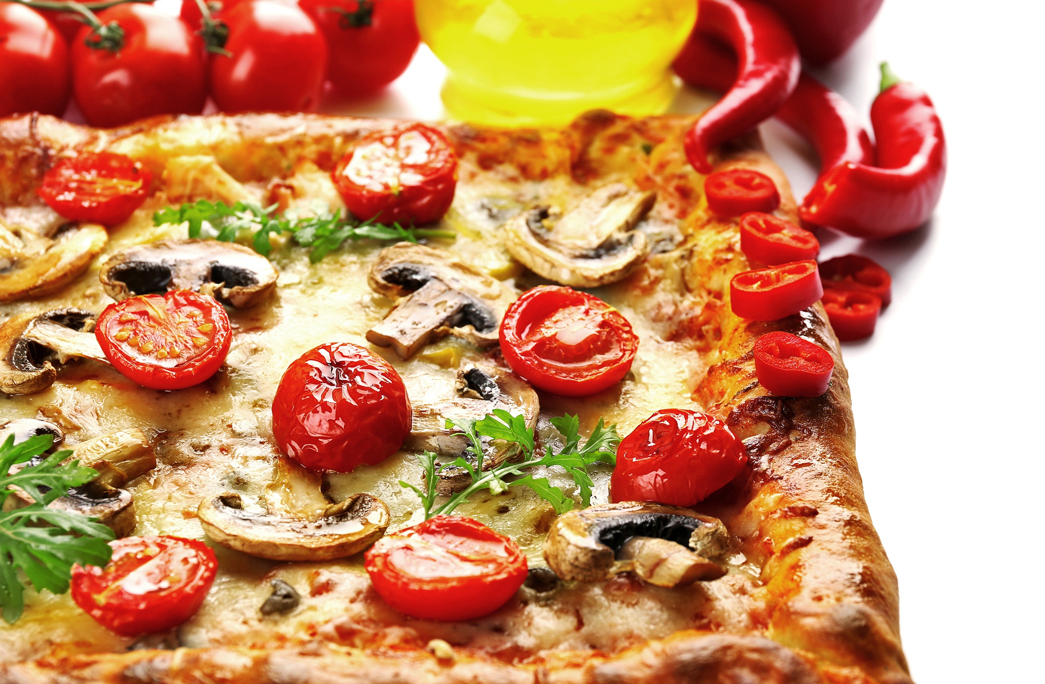 Mushroom Pizza Still Life Tomato 2048x1342