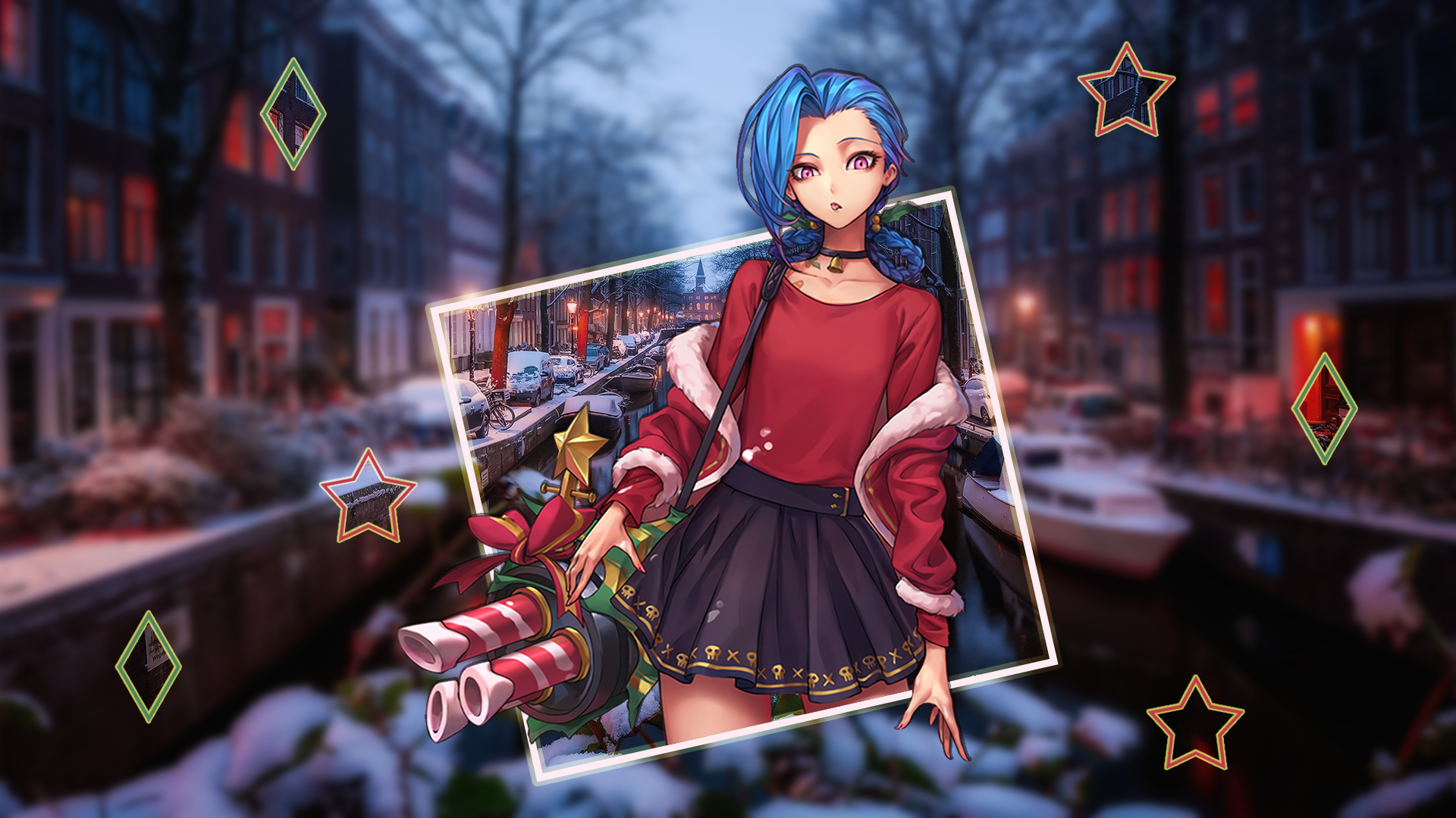 Picture In Picture Jinx League Of Legends Christmas River 1920x1080
