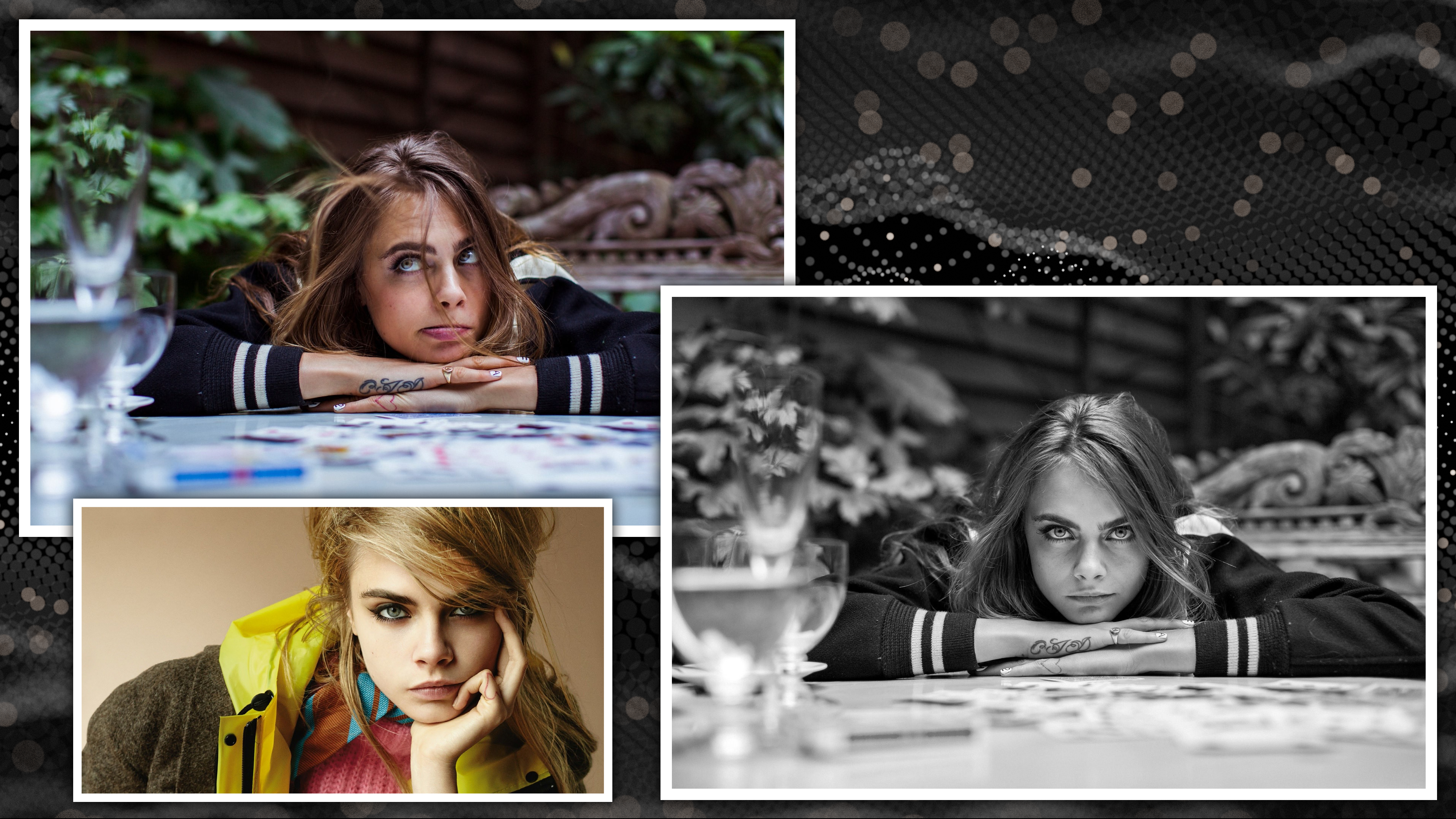 Cara Delevingne Collage Women Looking At Viewer 3840x2160
