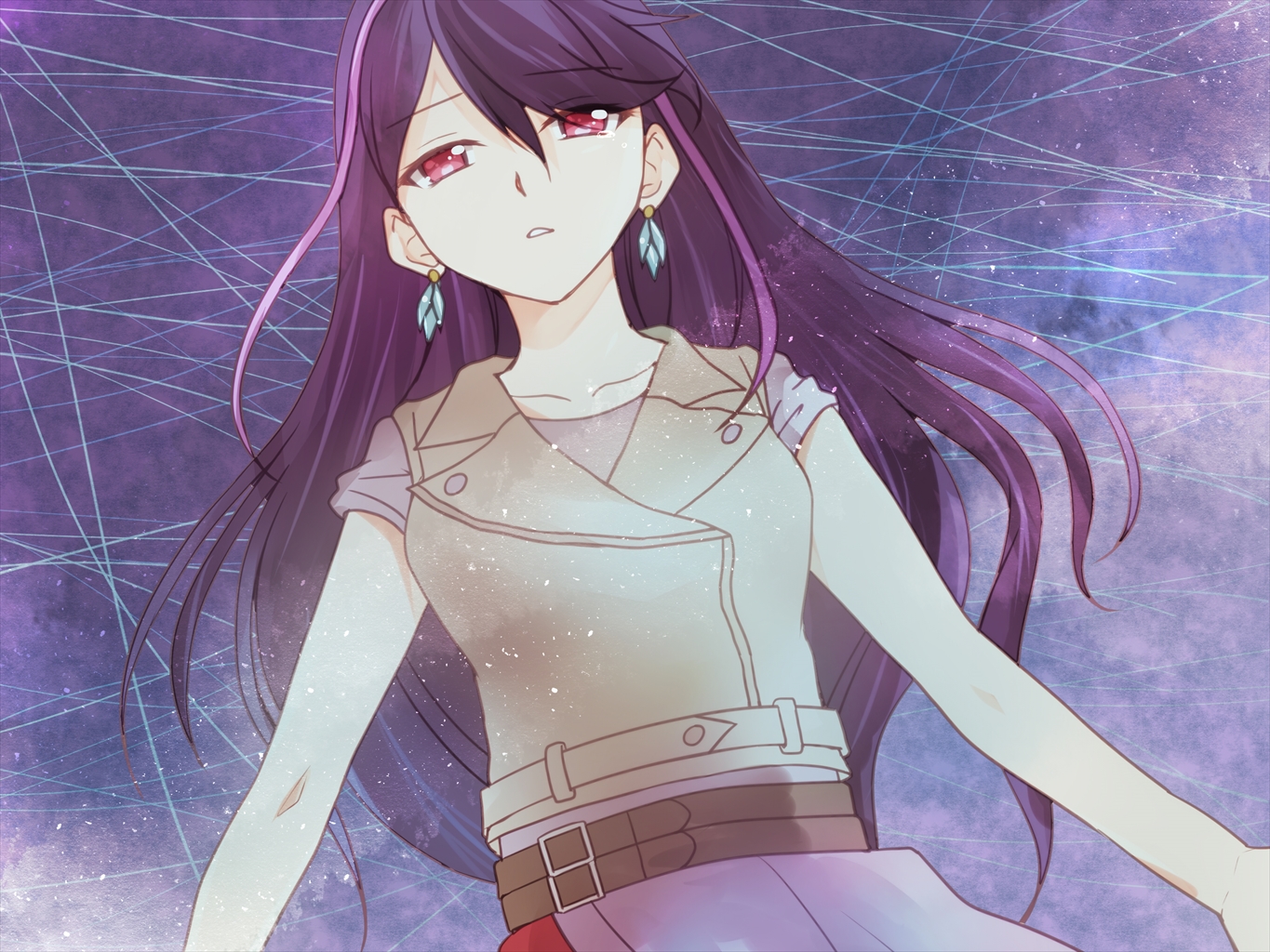 Anime Anime Girls Yu Gi Oh Yu Gi Oh ARC V Kurosaki Ruri Earring Long Hair Purple Hair Artwork Digita 1365x1024