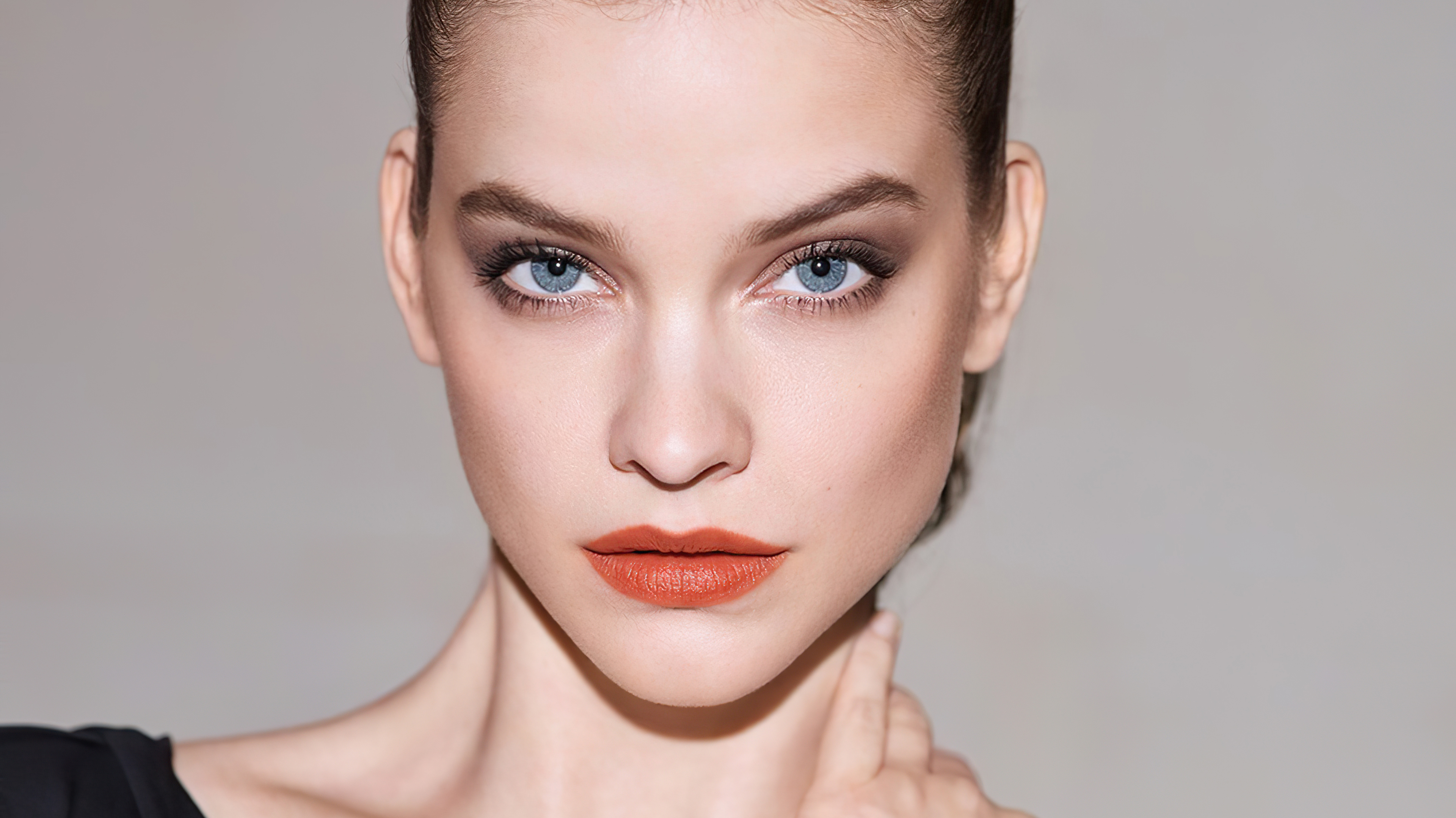 Barbara Palvin Blue Eyes Close Up Hungarian Lipstick Model 3840x2160