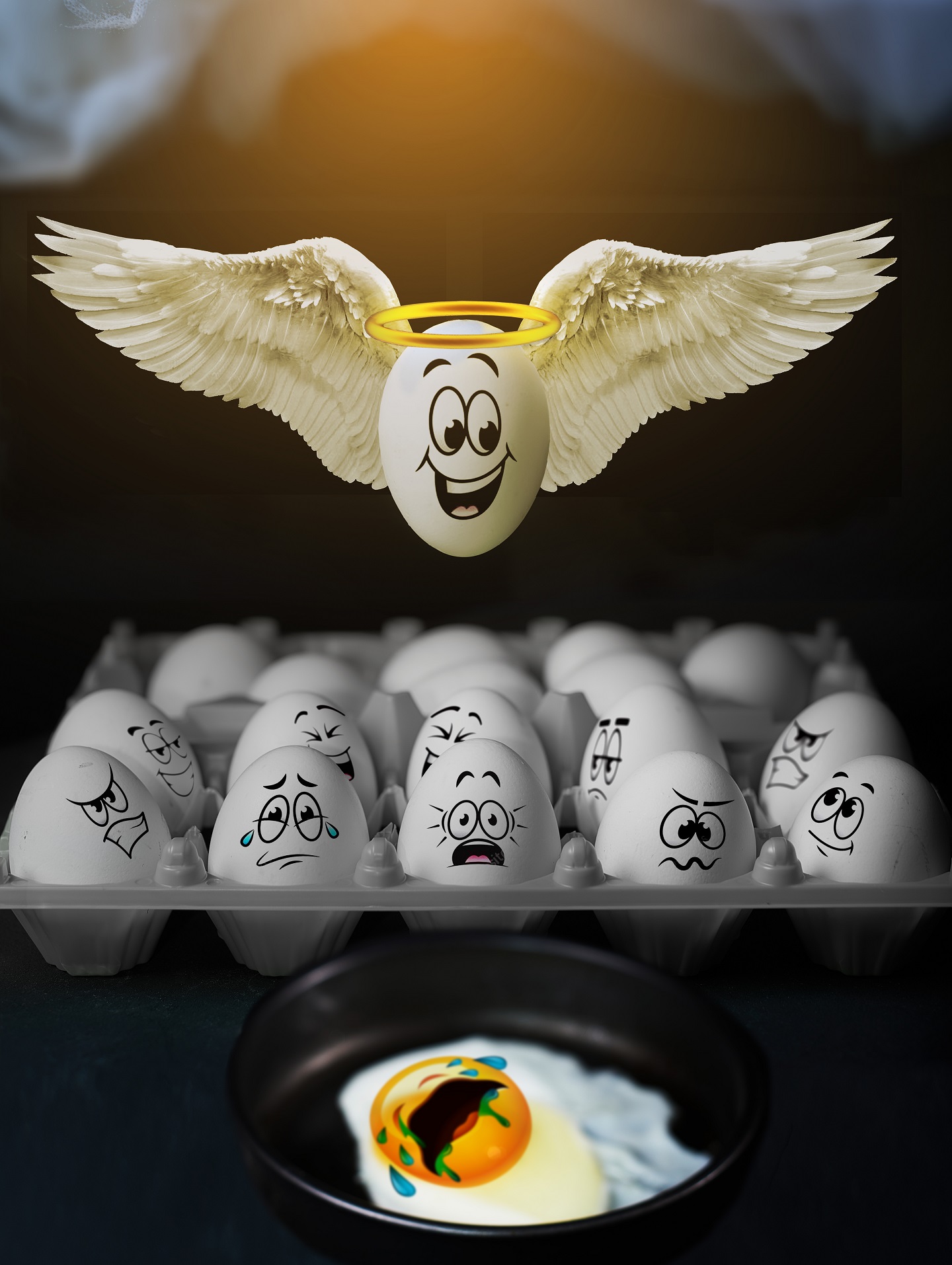 Viacheslav Krasnoperov Humor Eggs Angel Crying Smiling Face Smiley 1440x1914
