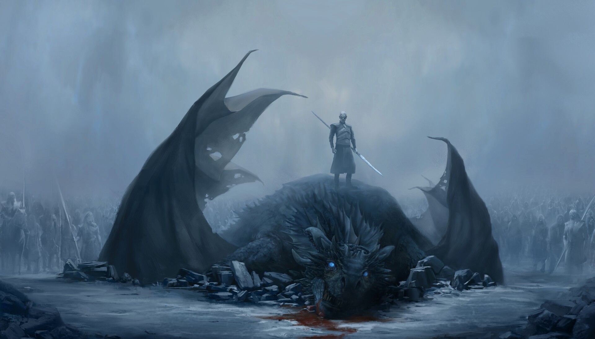 Night King Game Of Thrones Viserion Game Of Thrones White Walker 1920x1093