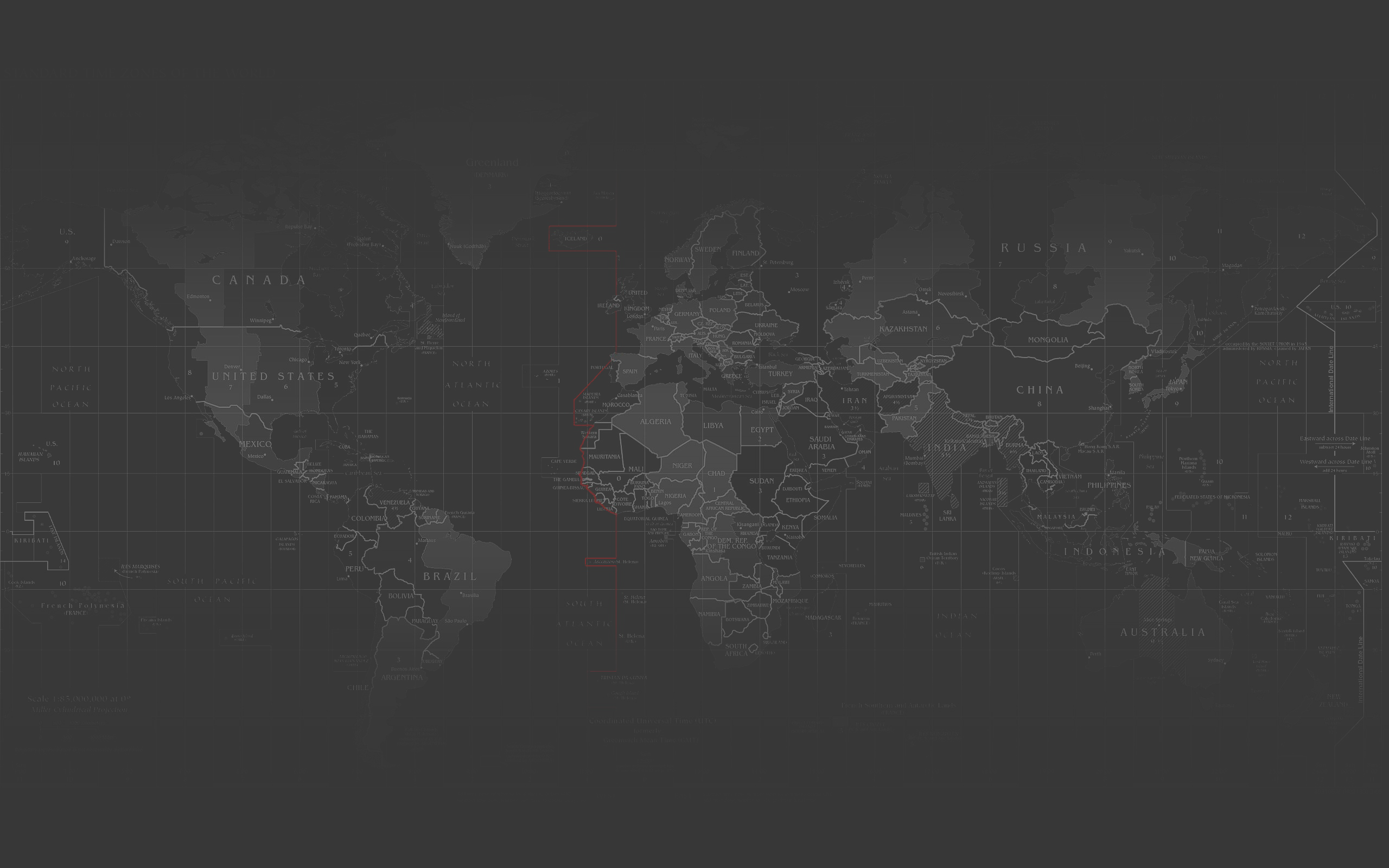 Map World Dark Dark Background Continents Geography Digital Grid Time Zones Abstract 2560x1600