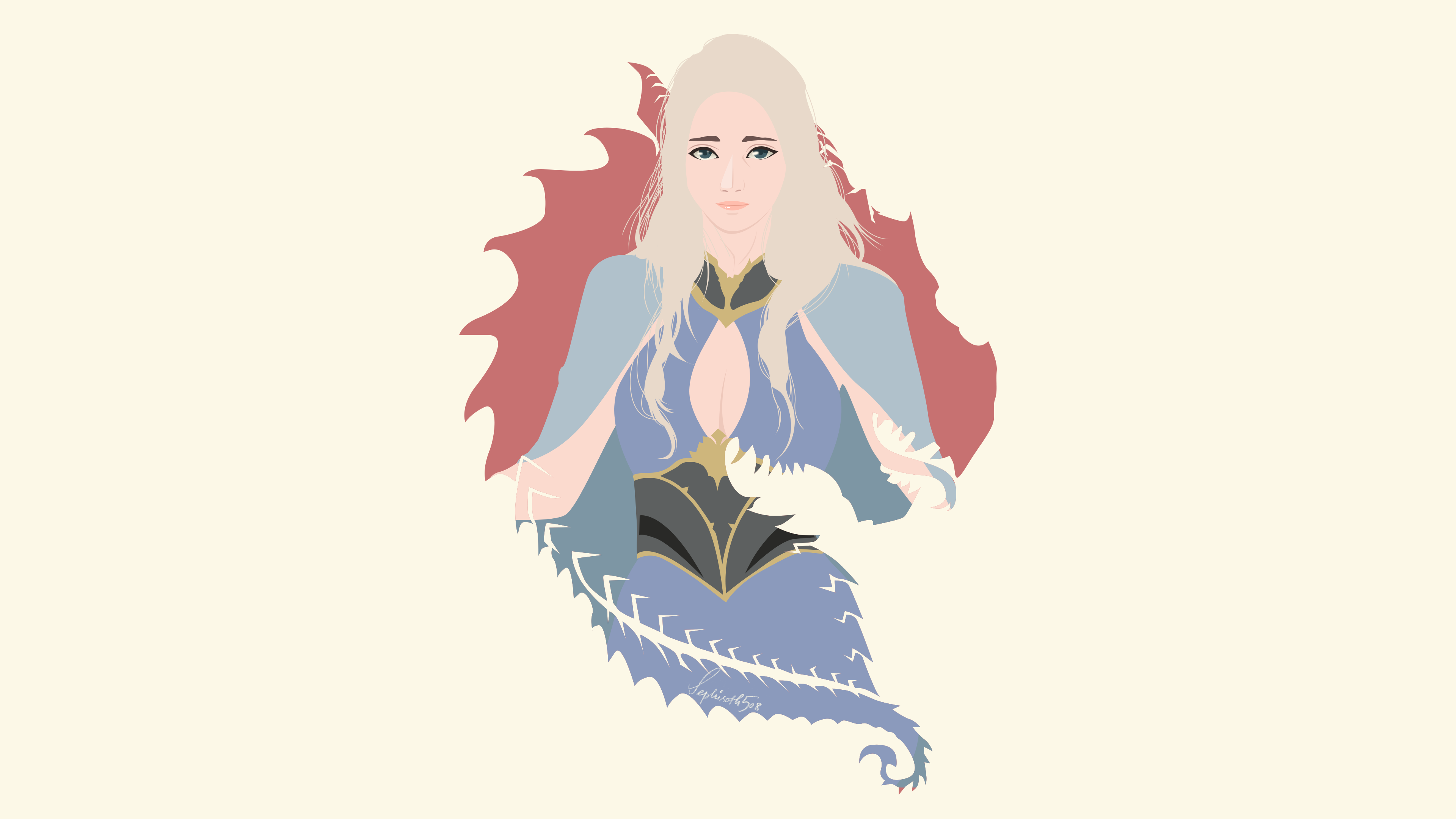 Minimalist Woman Girl Daenerys Targaryen 3840x2160