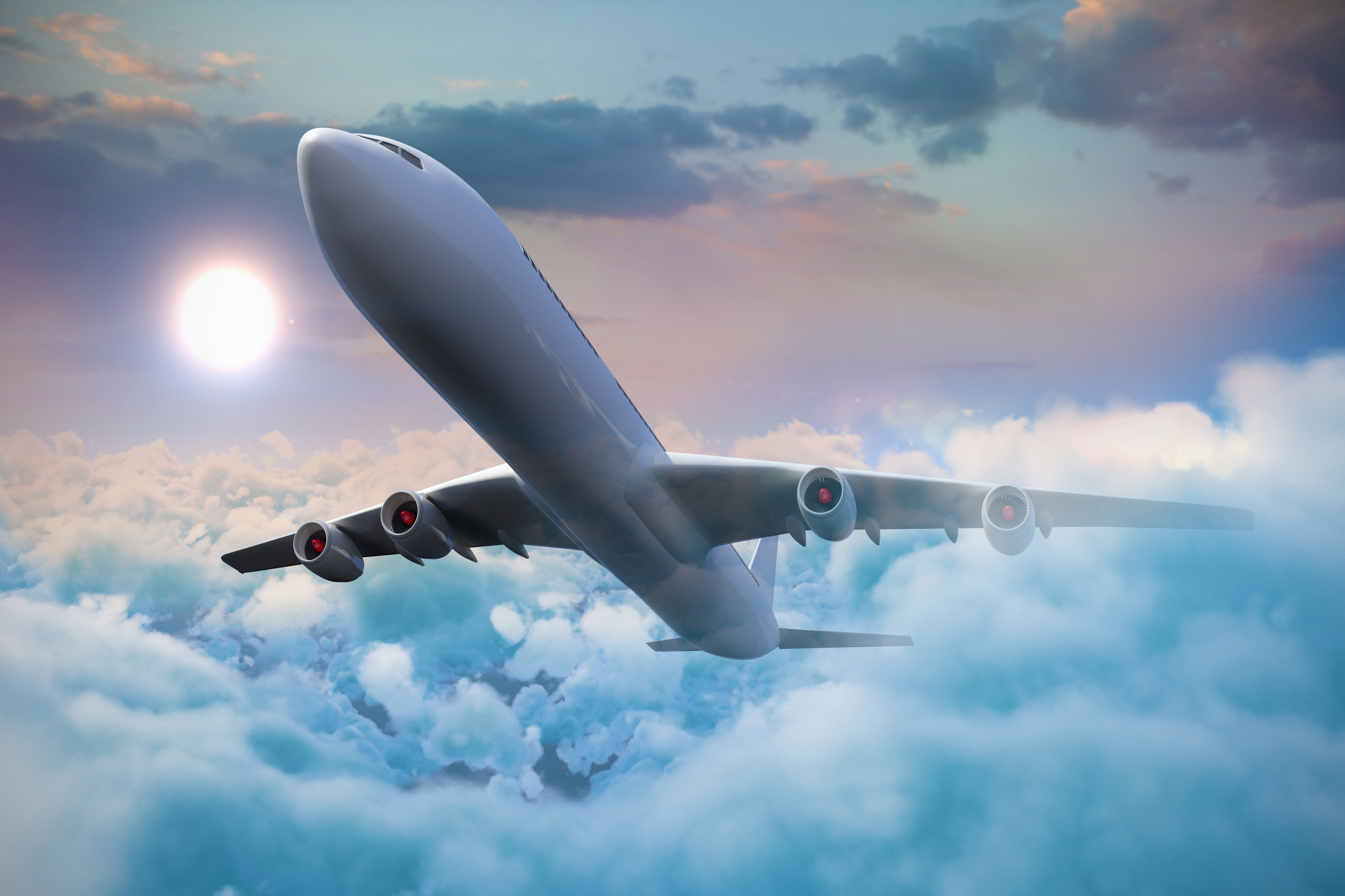 Cloud Flying Passenger Plane Sky 4800x3200