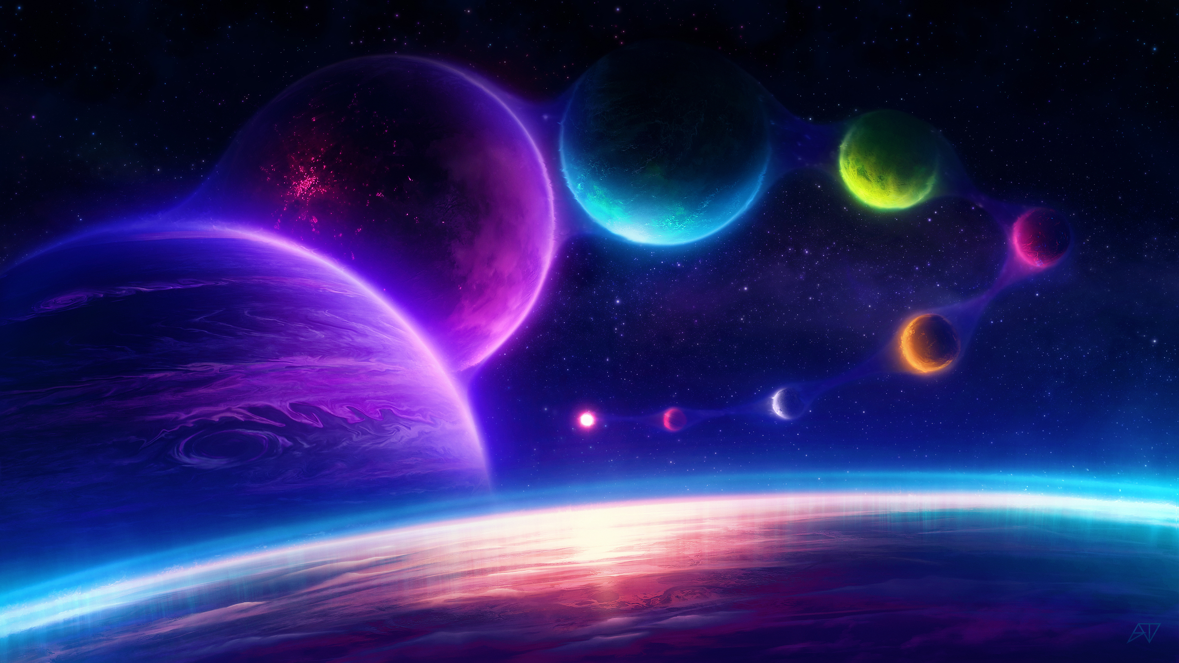 Space Art Planet Colorful TheAdamTaylor Stars Gas Giant 3840x2160