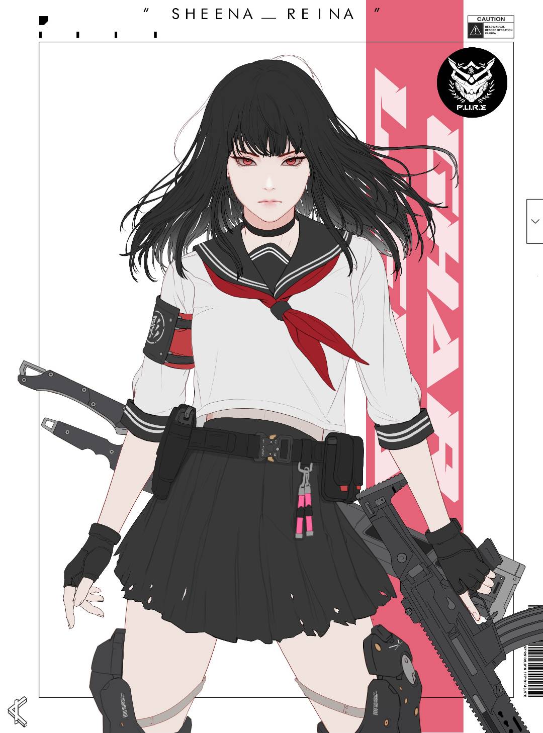 Gharliera Anime Girls Anime Gun Schoolgirl 1080x1458