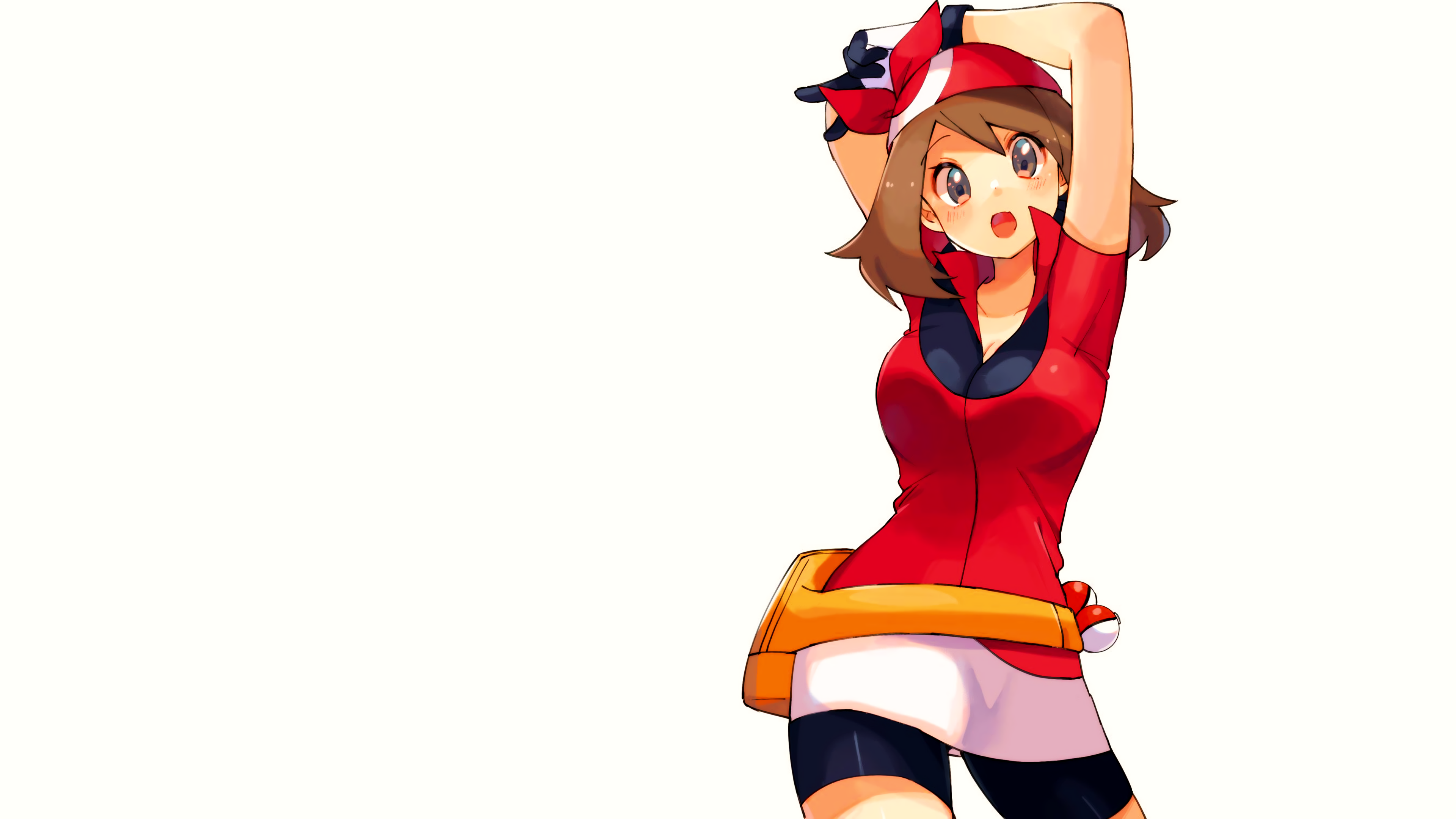 Pokemon May Pokemon Pokemon Trainers Red Shirt Hot Pants Bandanas Brunette Nintendo Poke Ball 3840x2160