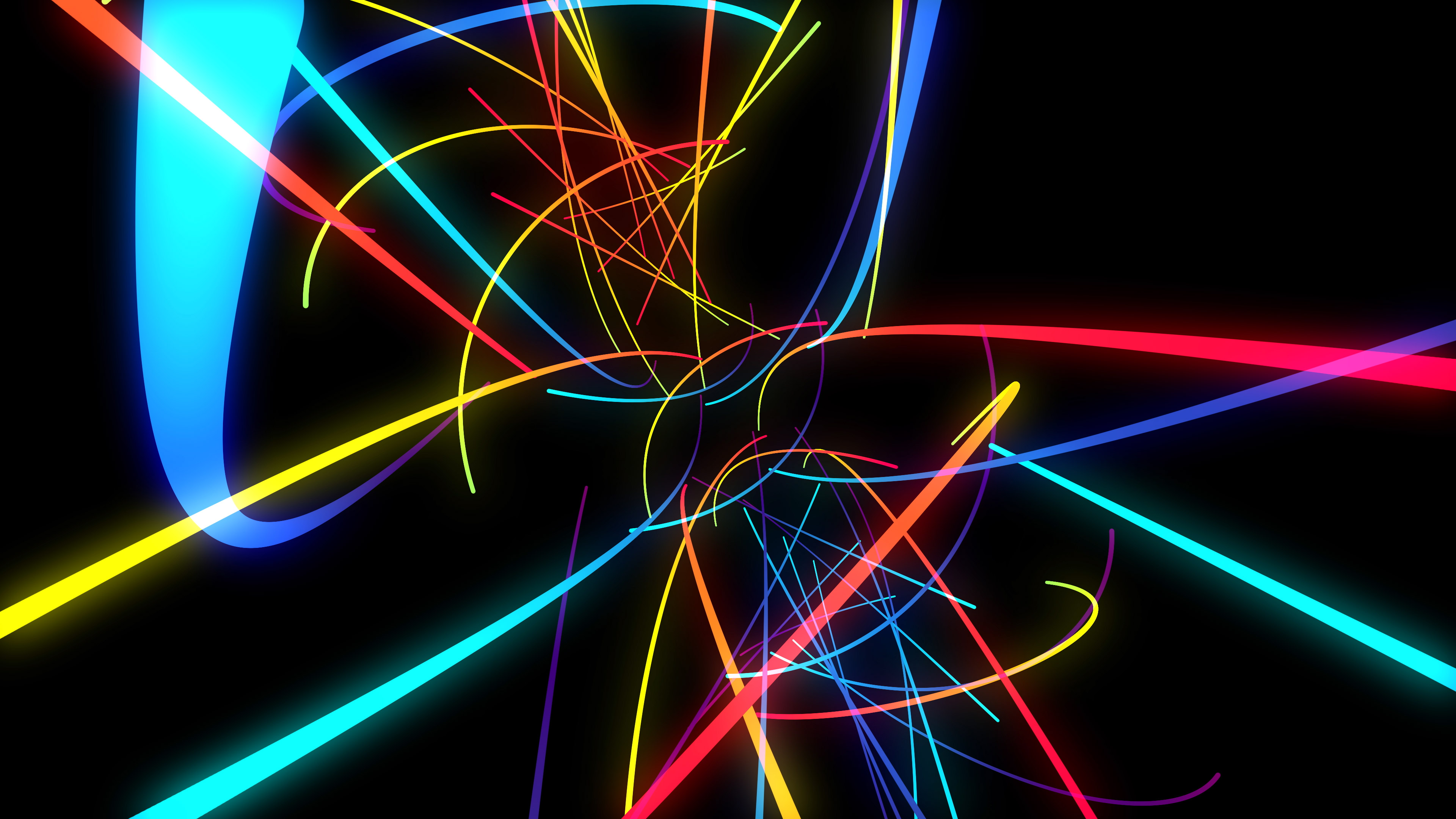 Neon Neon Lights Digital Art Colorful Shapes Simple Background Black Background Abstract Minimalism  3840x2160