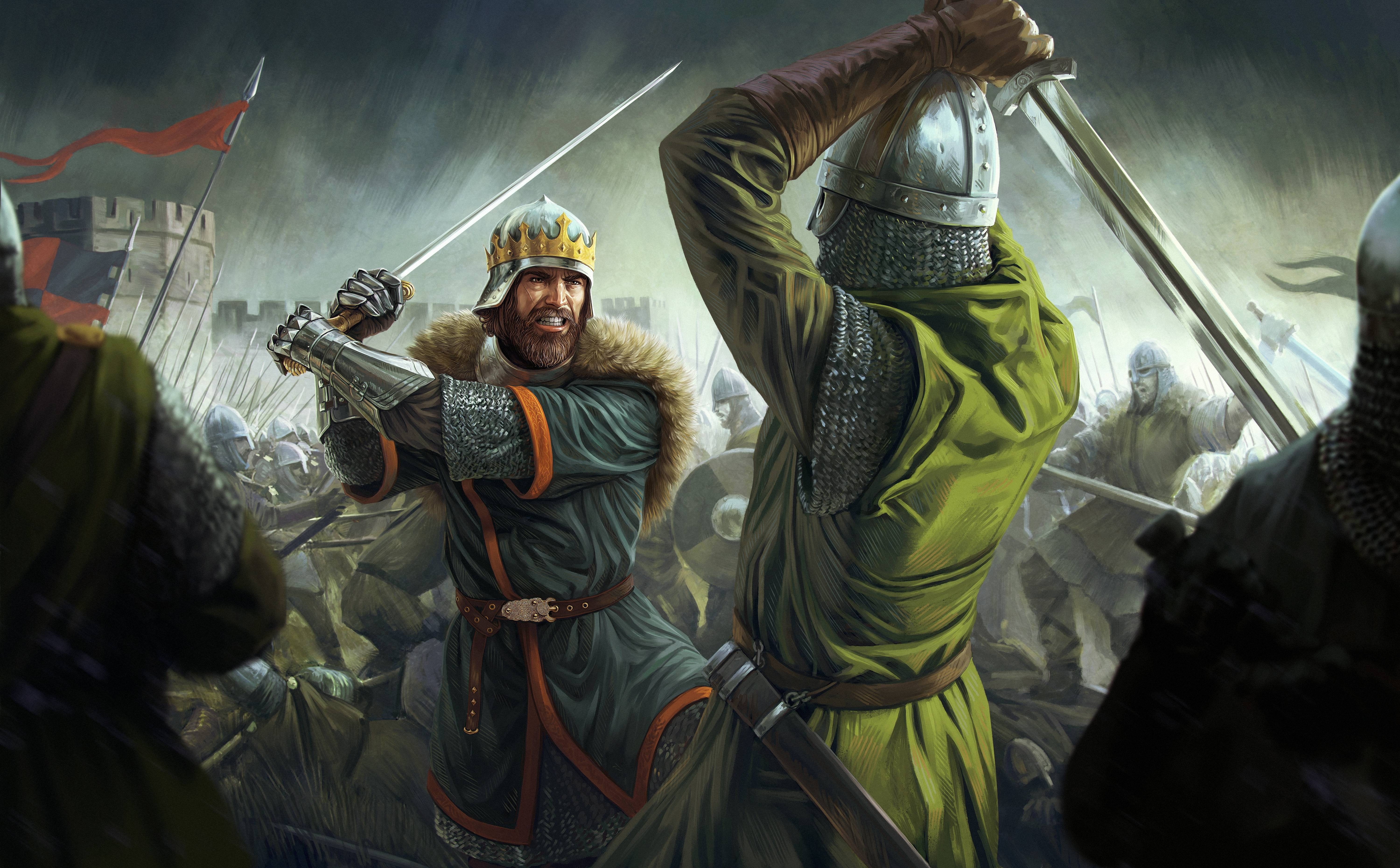 Battle Warrior Knights Sword Fantasy Art 6000x3719