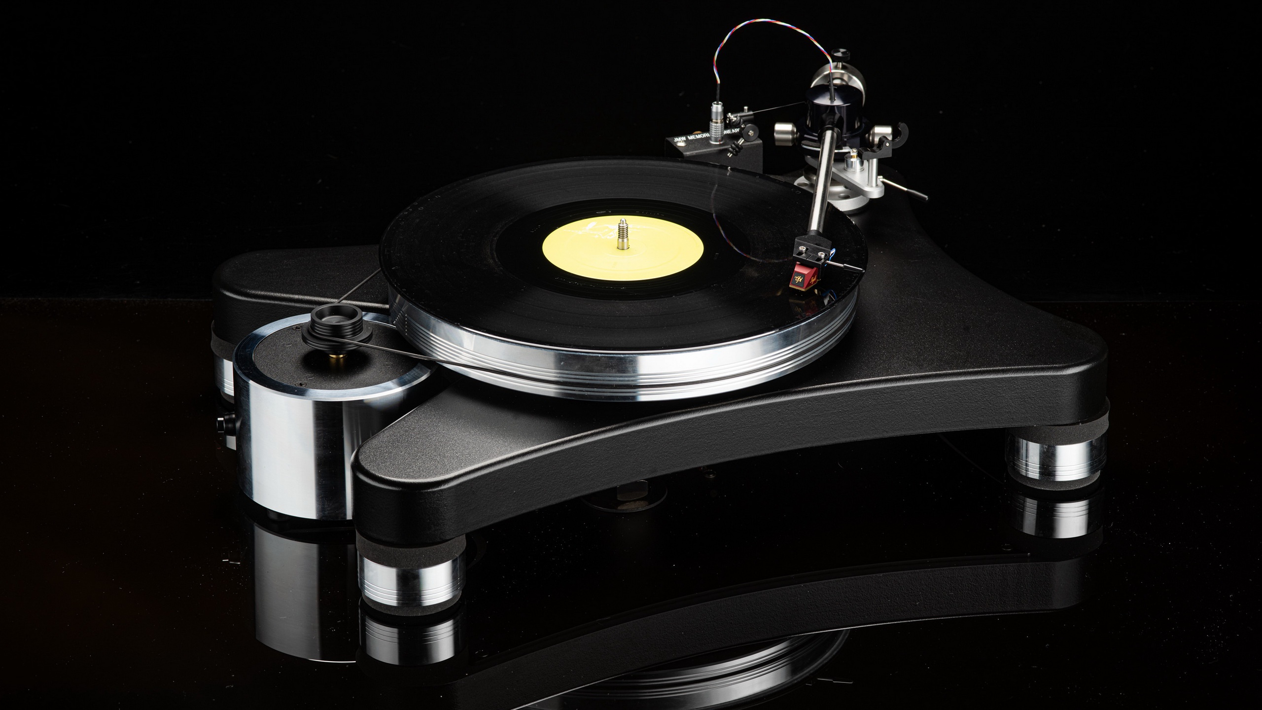 Audio Technica Technology Vinyl Music Simple Background Black Background Turntables 2560x1440