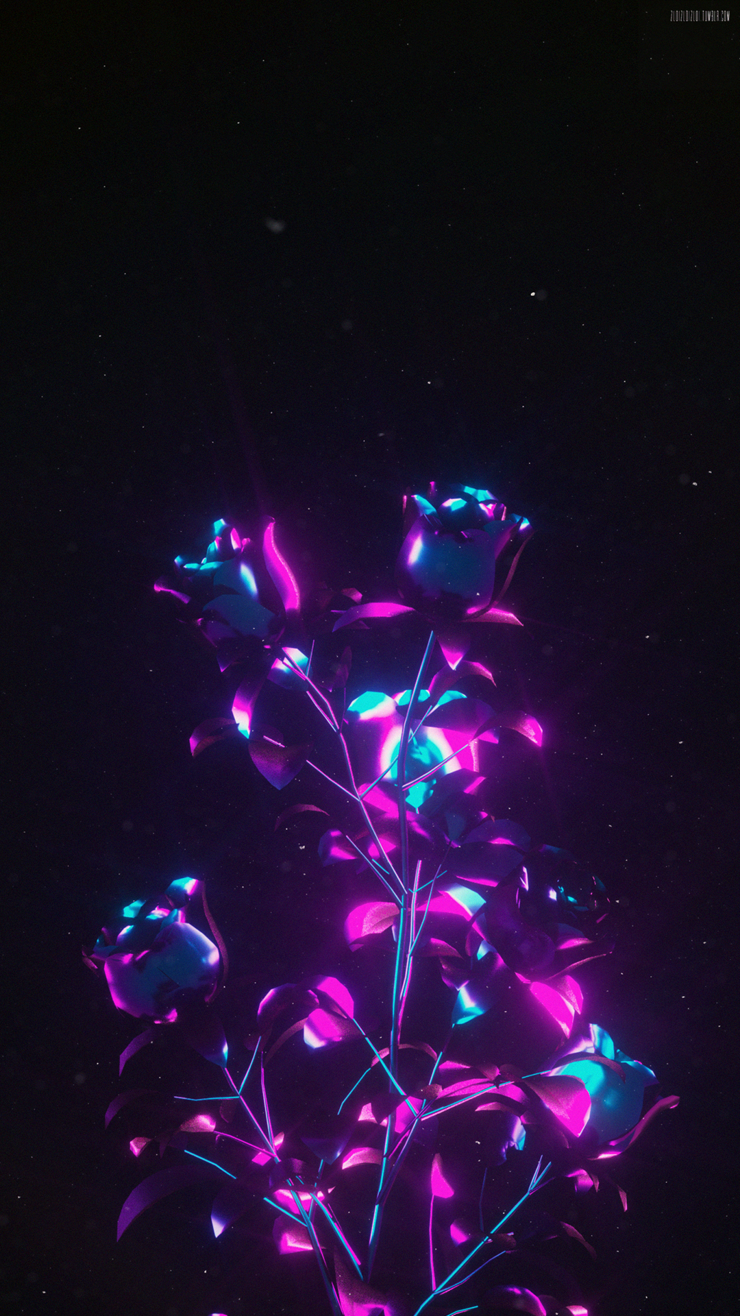 Roses 3D Abstract Cinema4D Dark Purple Flower 1080x1920