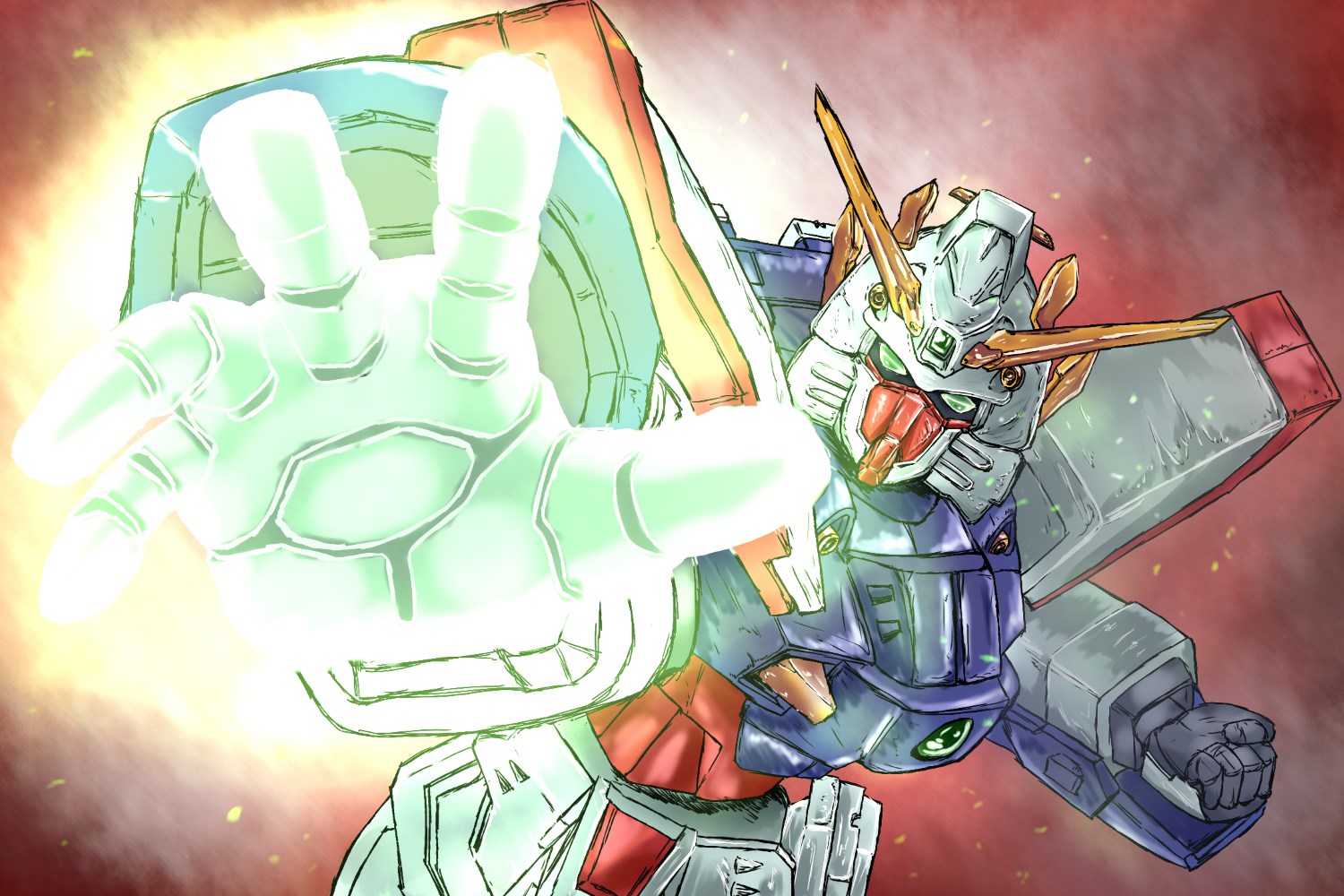Anime Mech Super Robot Wars Mobile Fighter G Gundam Shining Gundam Artwork Digital Art Fan Art 1500x1000