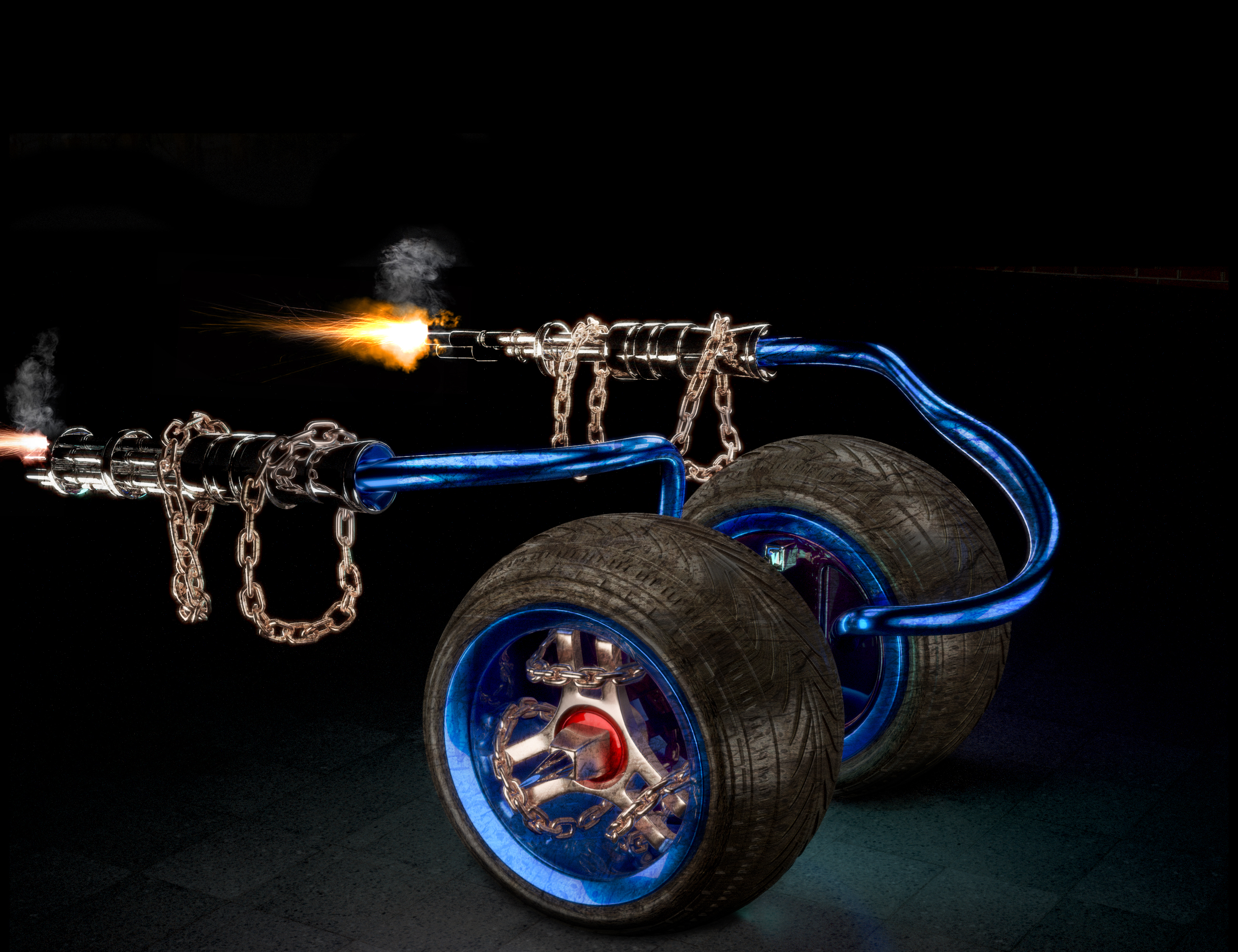 Twisted Metal Video Game 3D Truck Wheels Gunships 2600x2000