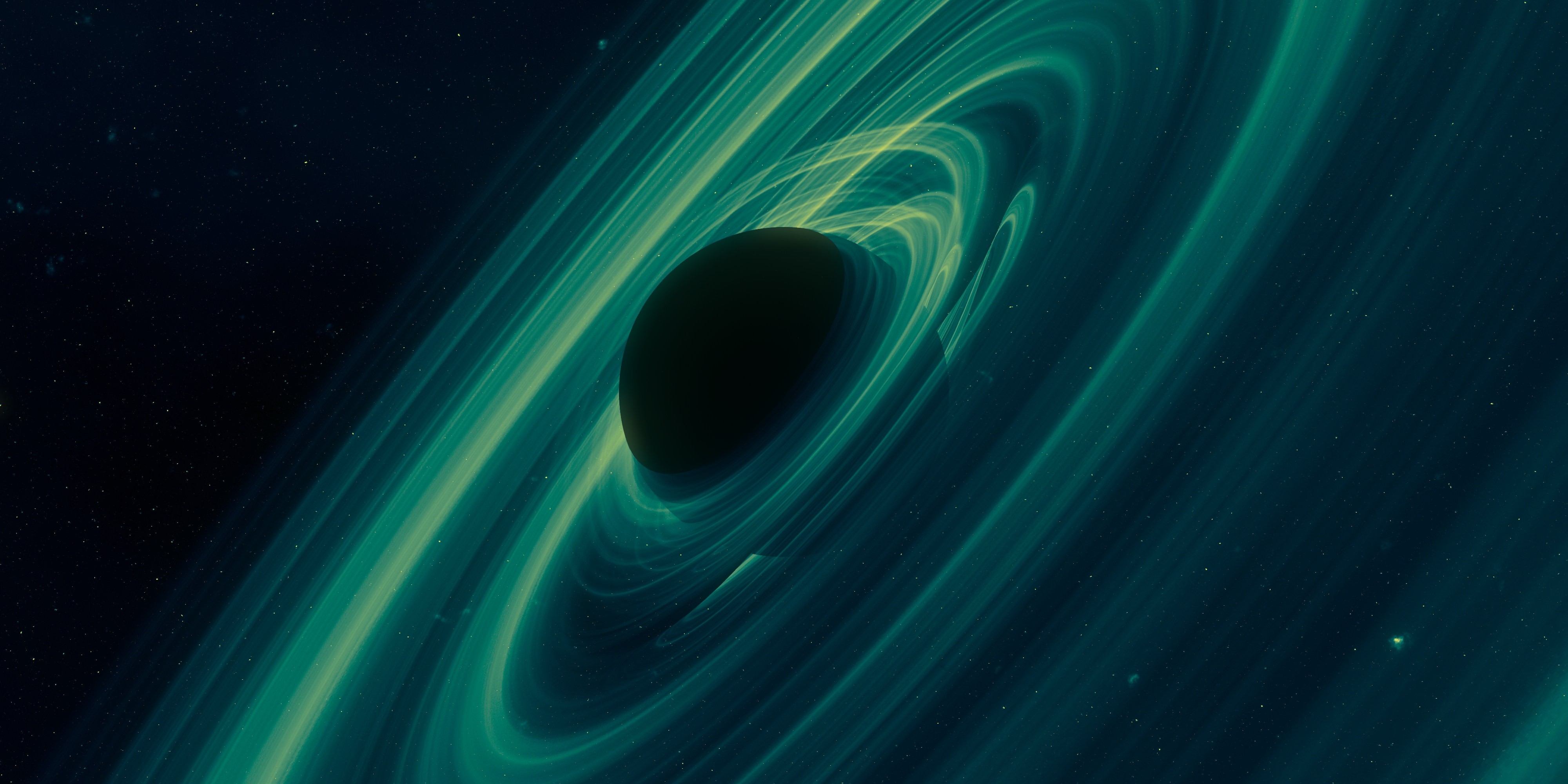 Abstract Space Planet Galaxy Green Stars Blue Milky Way Night Universe Black Holes 4000x2000