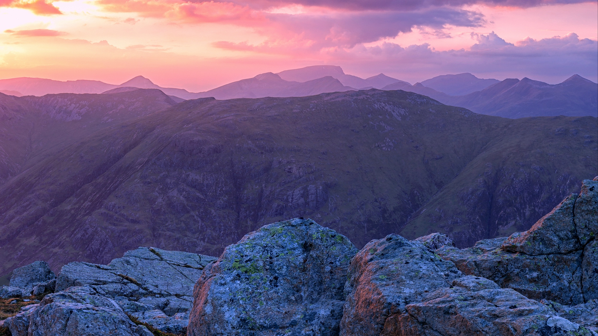 Mountain Rock Scotland Sky Sunset 1920x1080