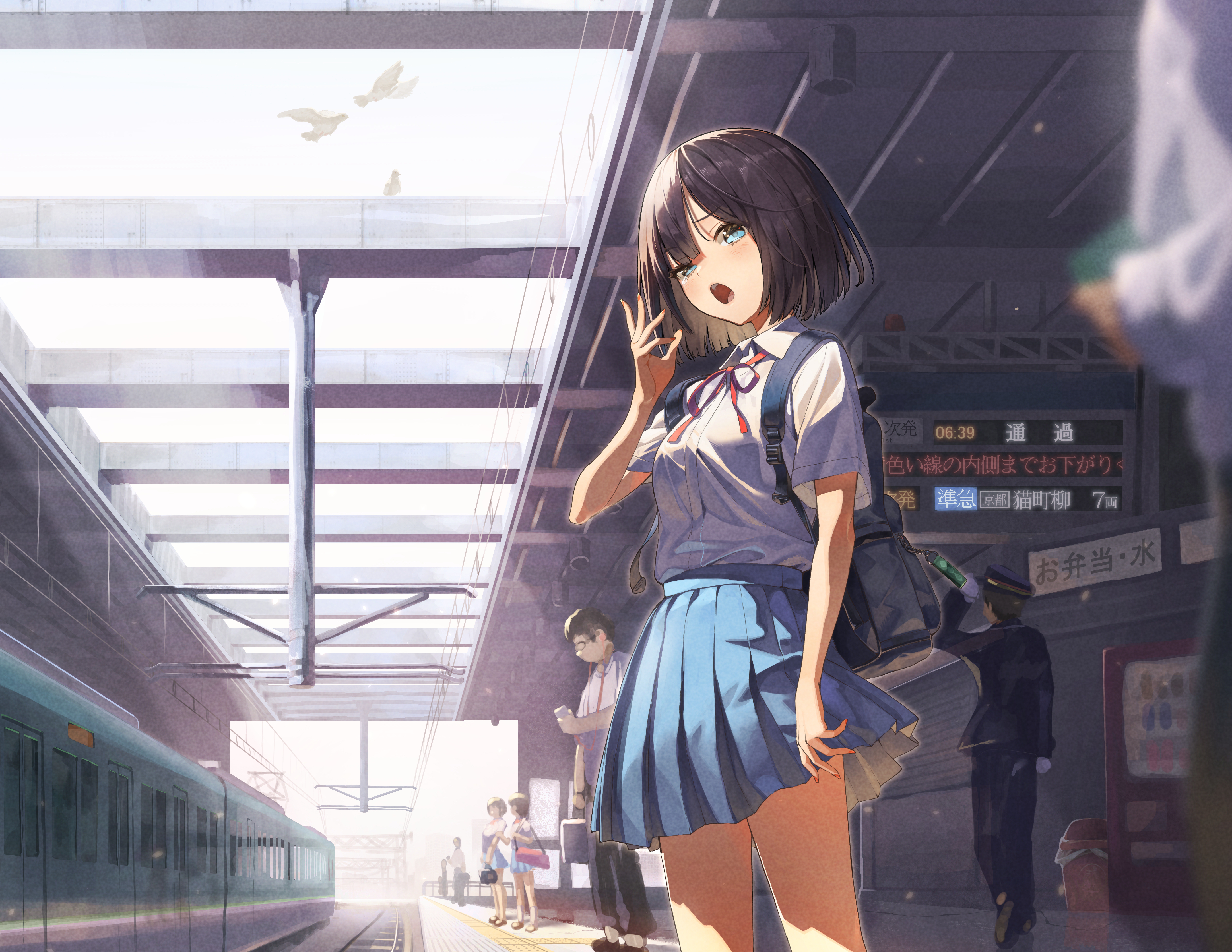 Kabu Skirt Anime Anime Girls Short Hair School Uniform 4331x3348