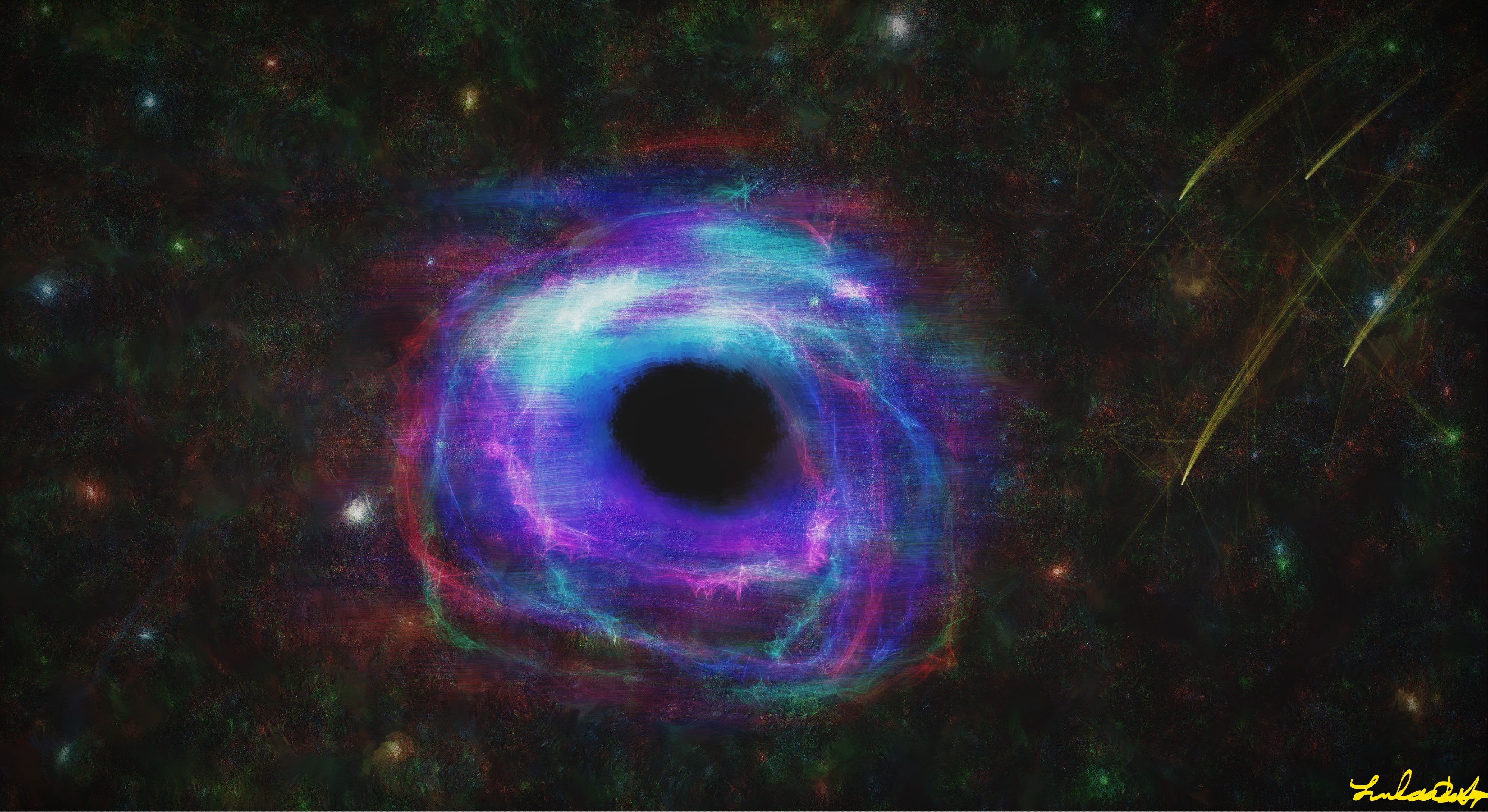 Digital Art Black Holes Universe Space Colorful 3454x1885