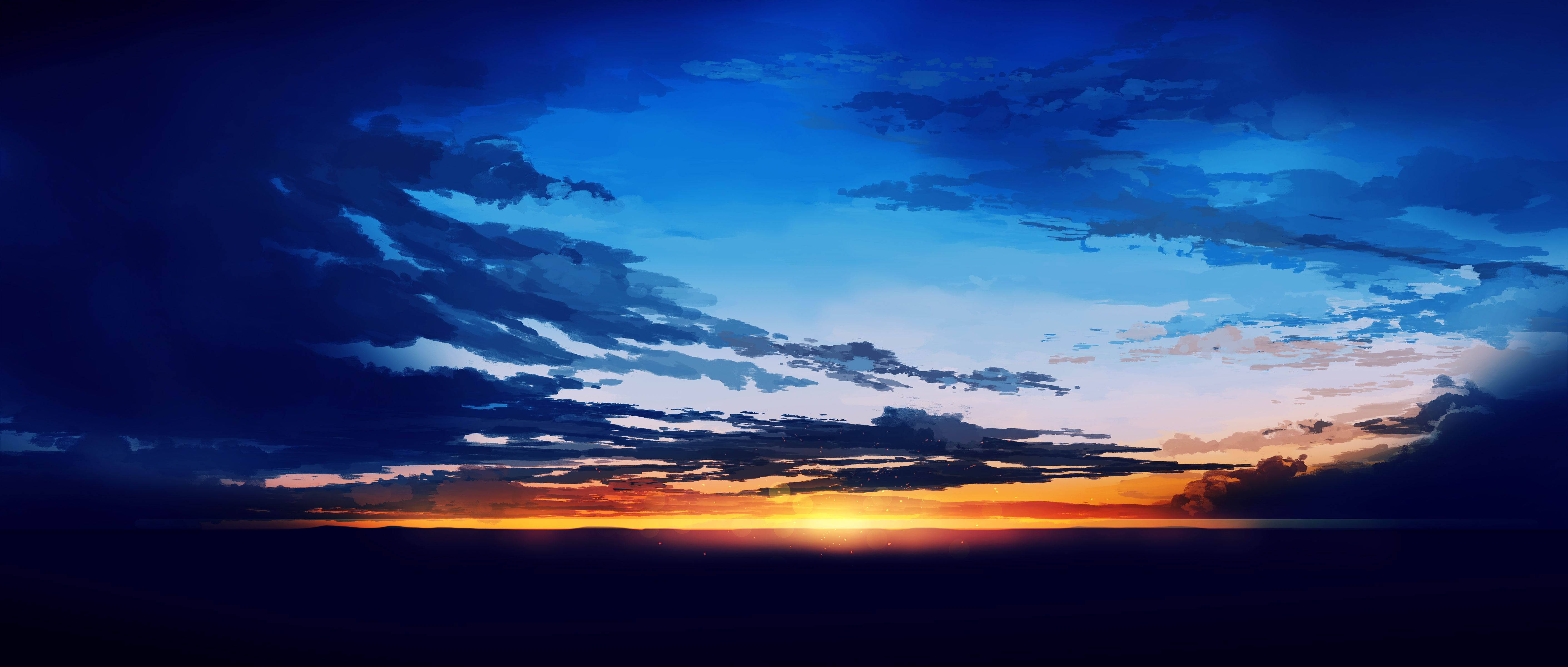 Artwork Digital Art Sunset Clouds Digital Painting Sky Sun Gracile 5640x2400
