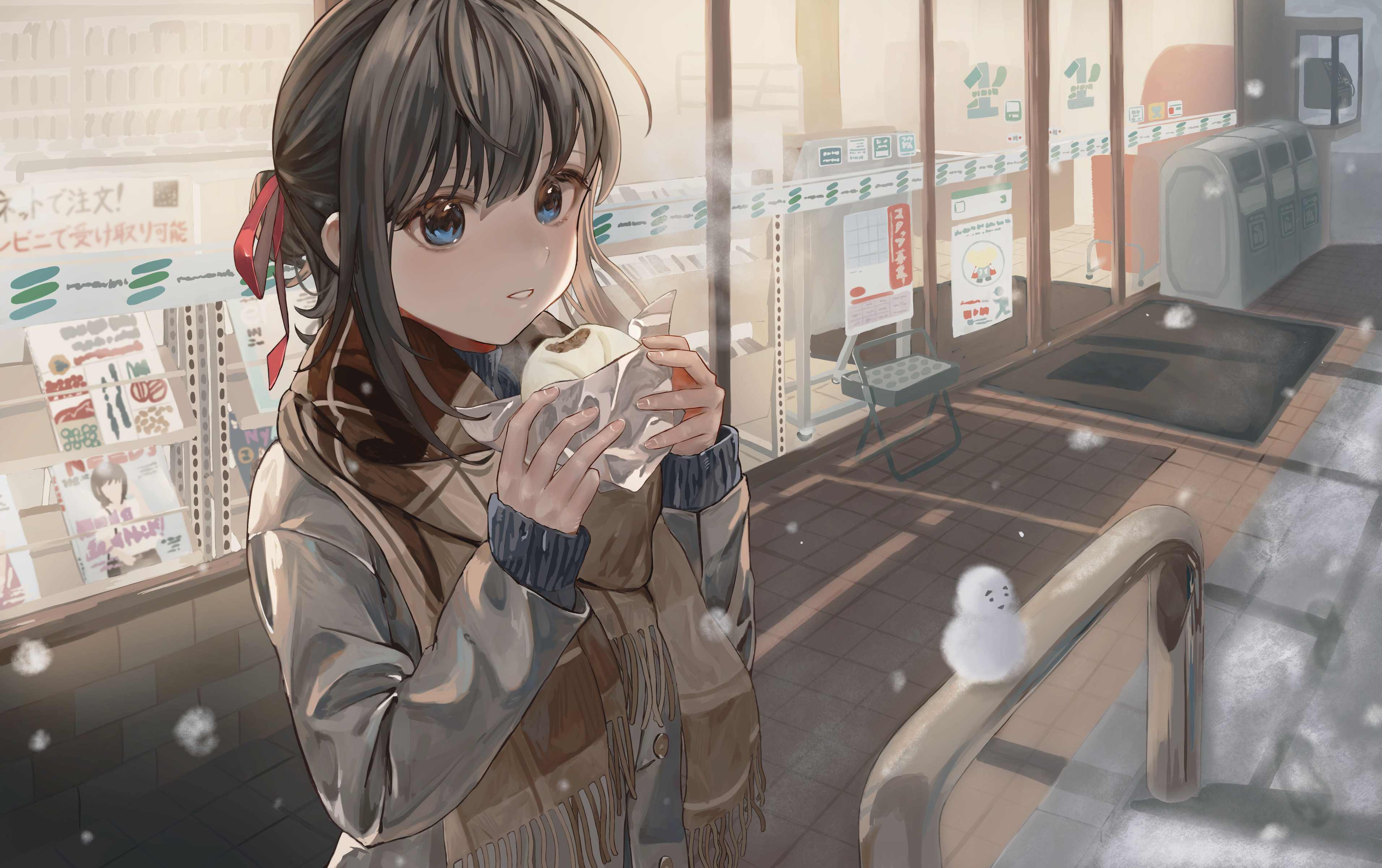 Anime Anime Girls Snowing Anime Girls Eating 3824x2403