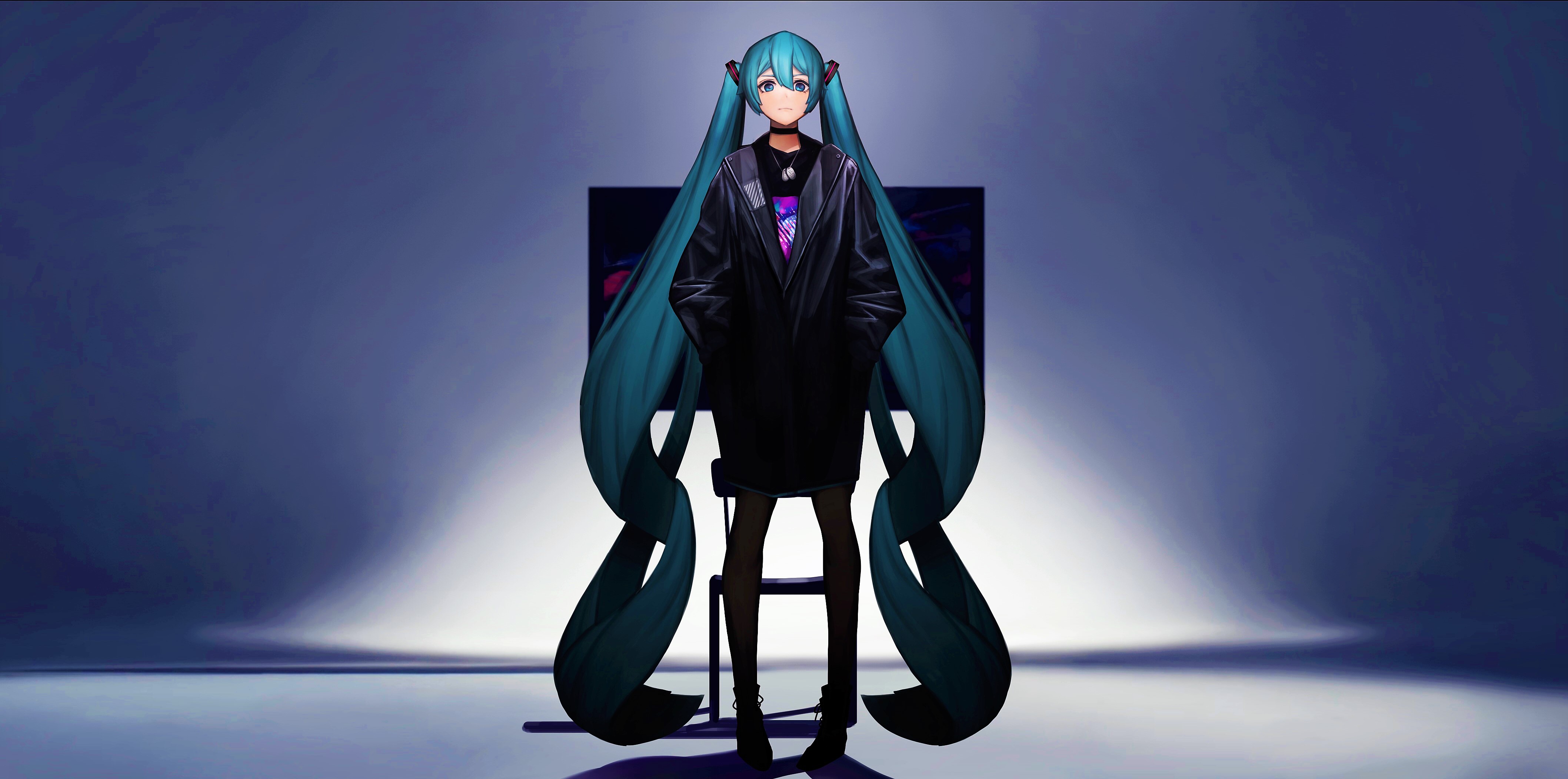 Hatsune Miku Long Hair Twinitails 4233x2103