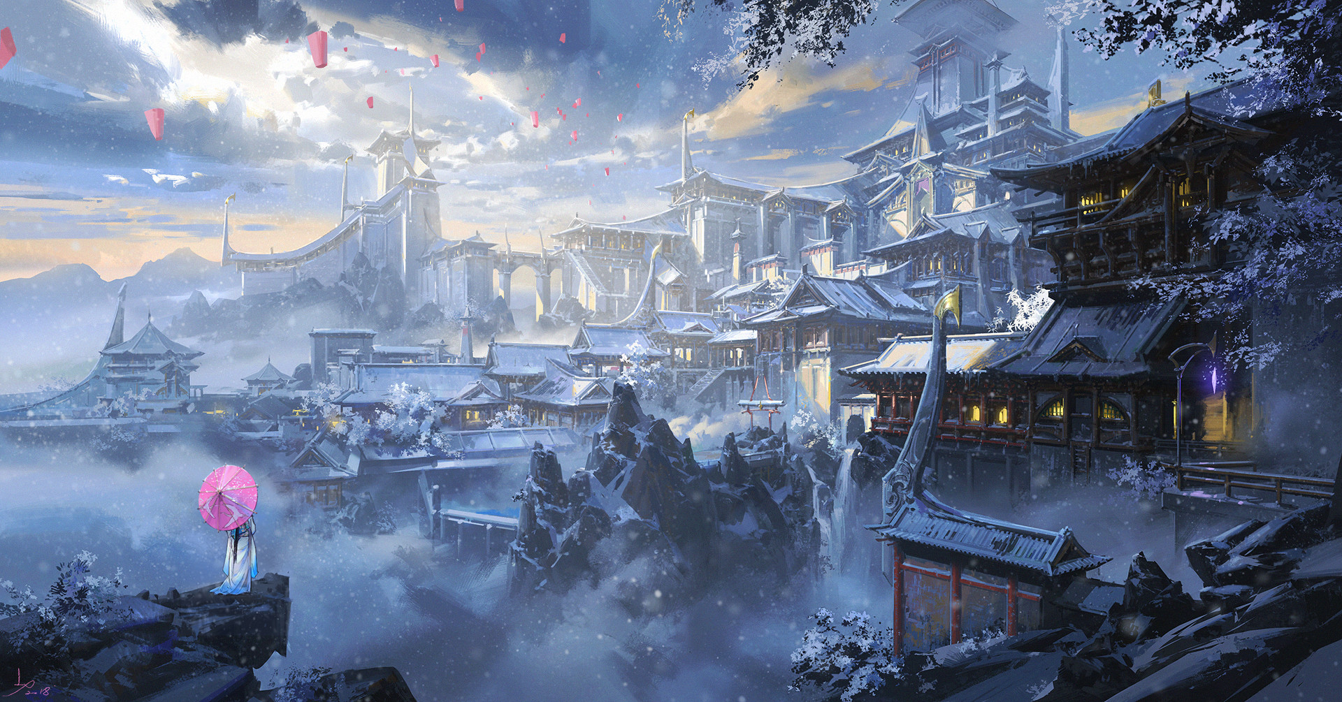 Digital Art Fantasy Art Ling Xiang Landscape Fantasy City Castle 1920x1005