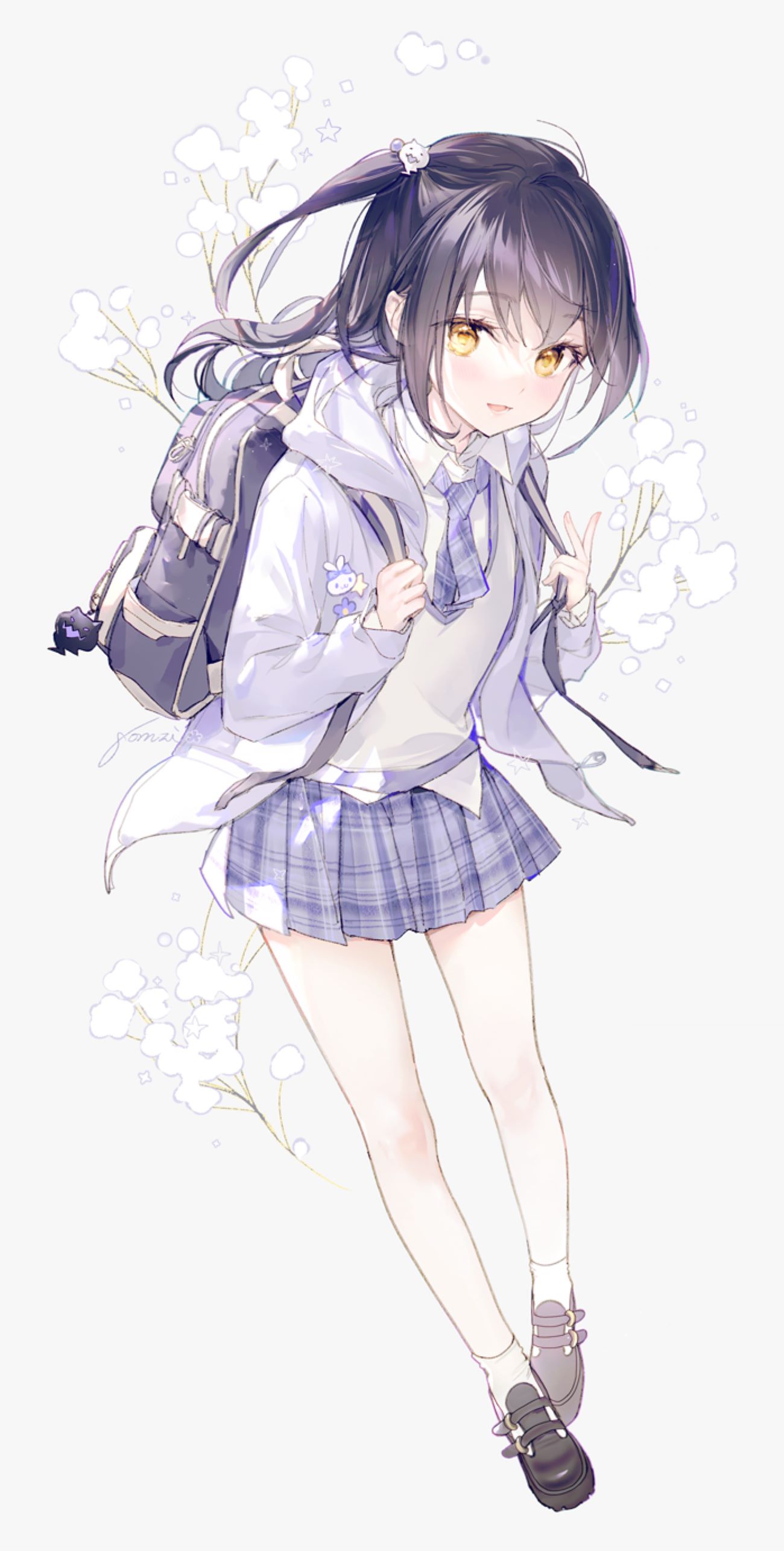 Anime Girls Anime Artwork Gomzi School Uniform 1300x2570
