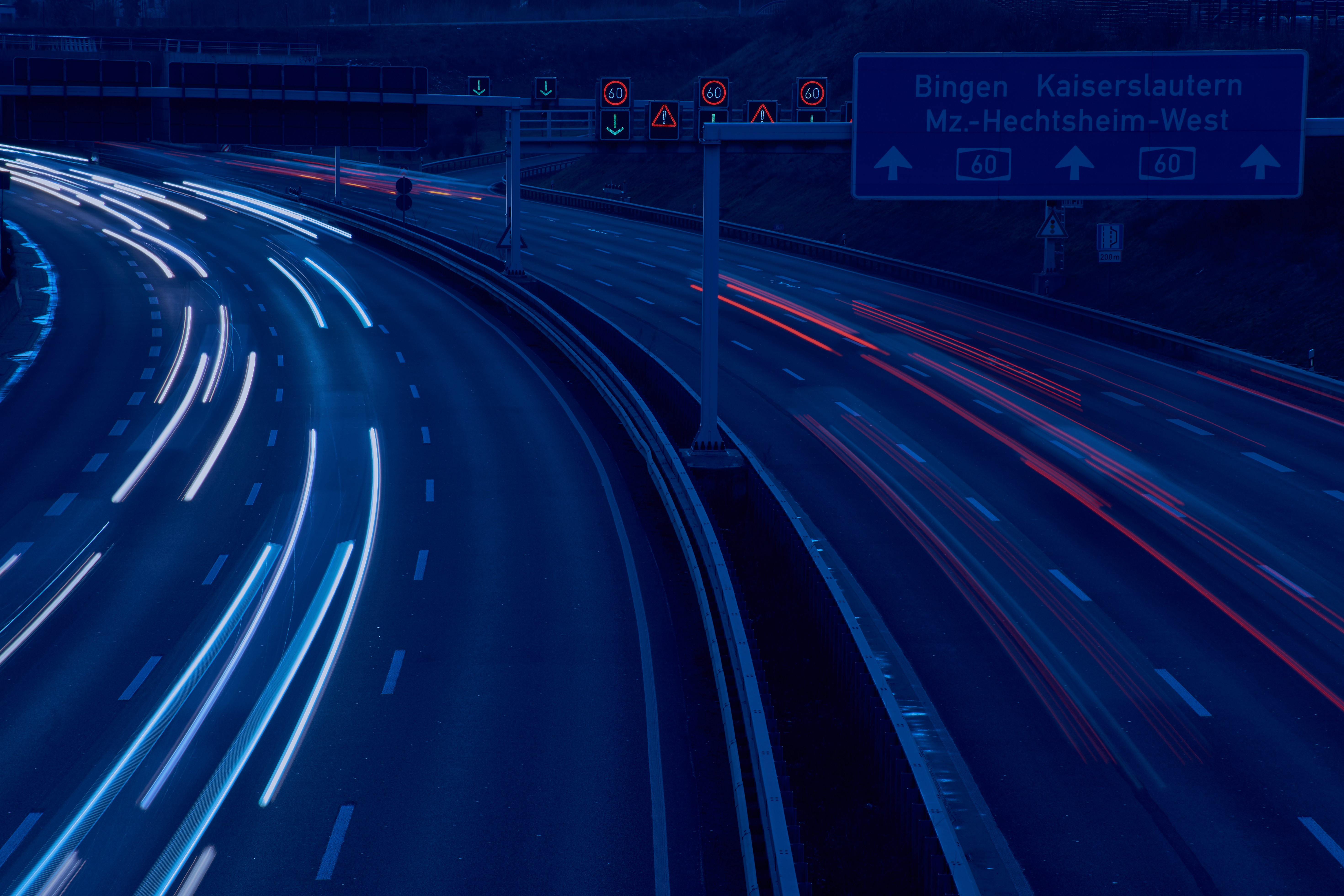 Car Motion Blur Movement Night Dark City Evening Long Exposure Road Street Traffic Highway Lights Ur 5881x3921