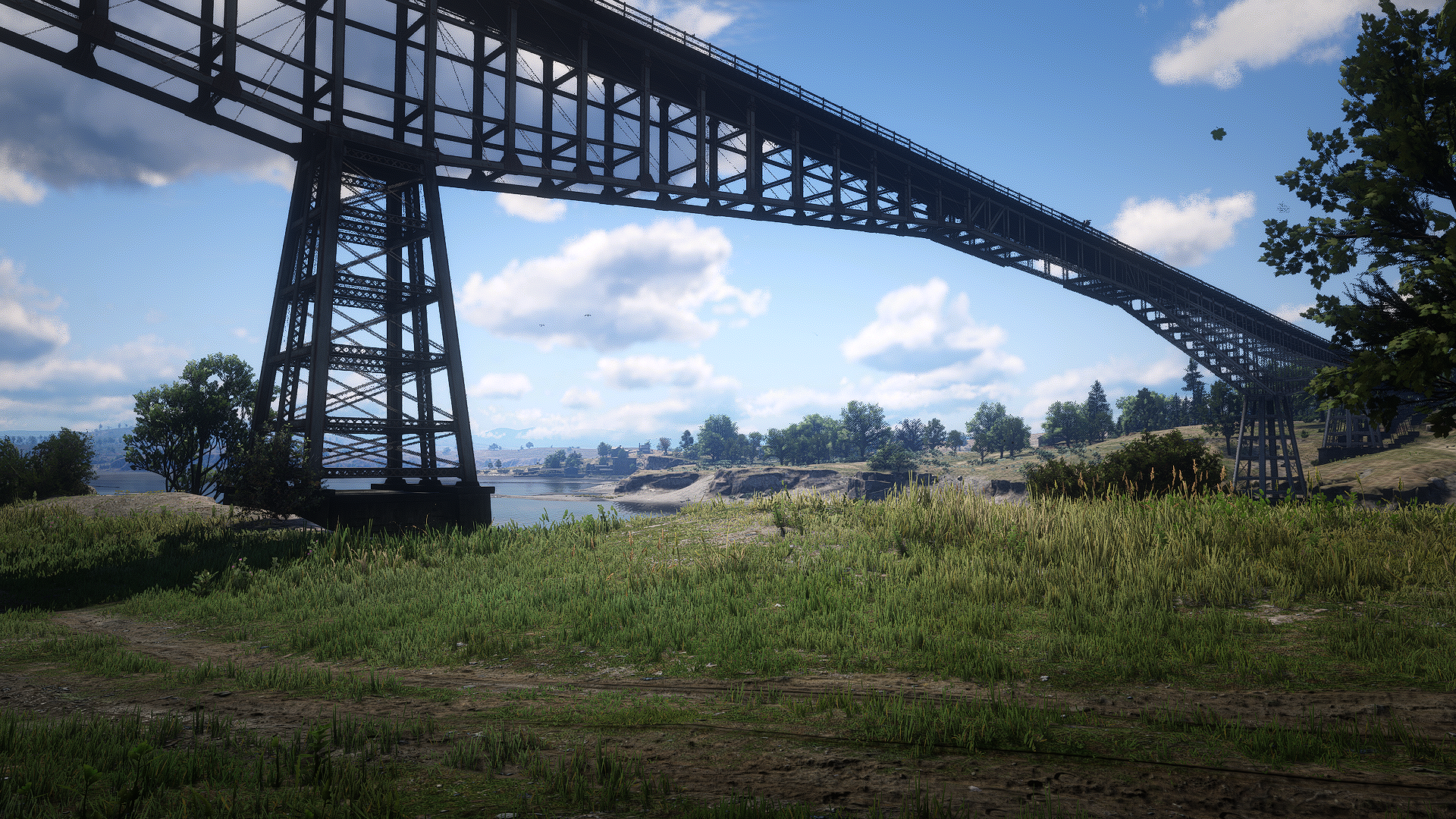 Red Dead Redemption 2 Red Dead Redemption Railway Beach Clouds Fictional PC Gaming Screen Shot Video 1920x1080