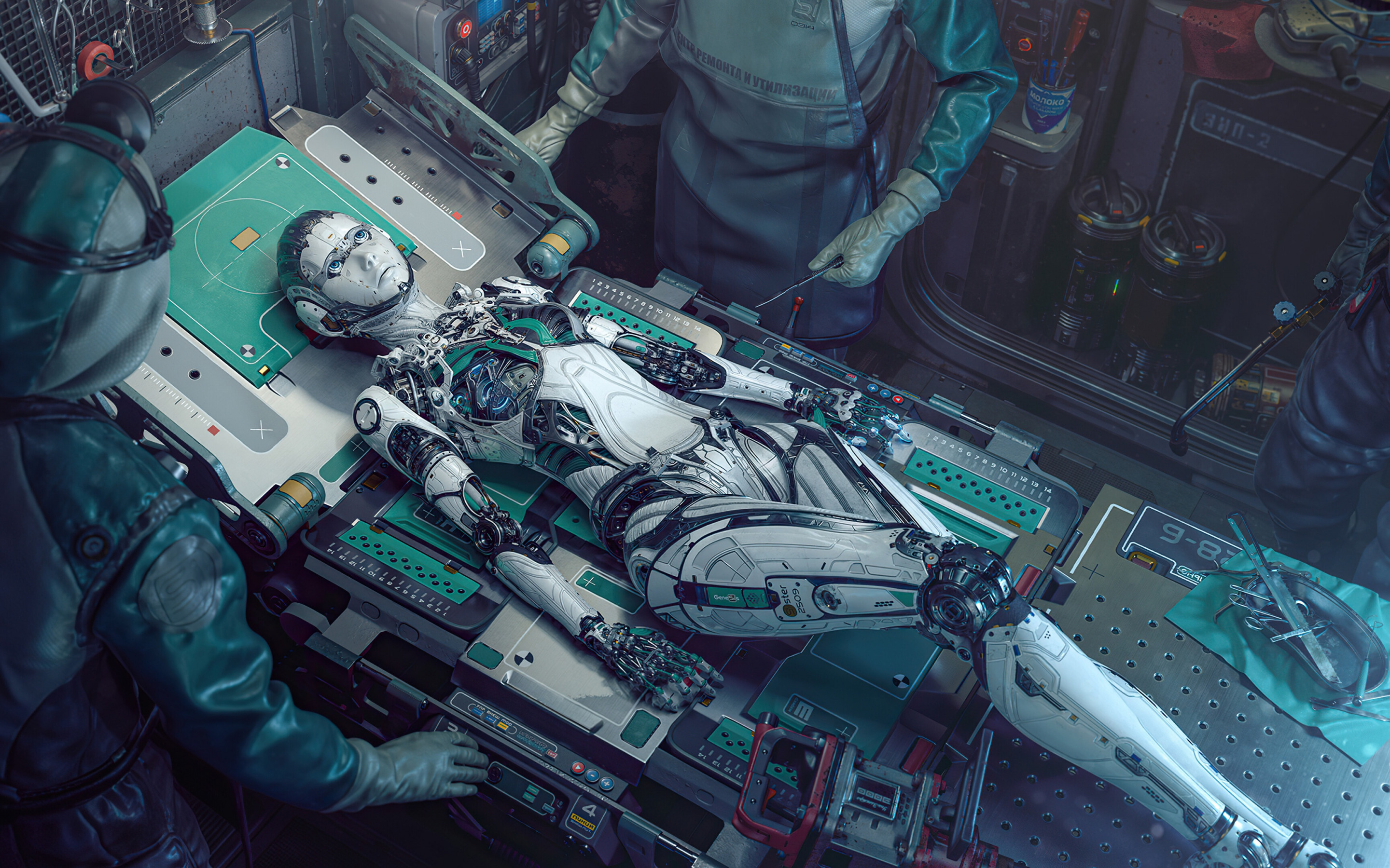 Artwork Science Fiction Cyberpunk Androids Gynoid 2880x1800