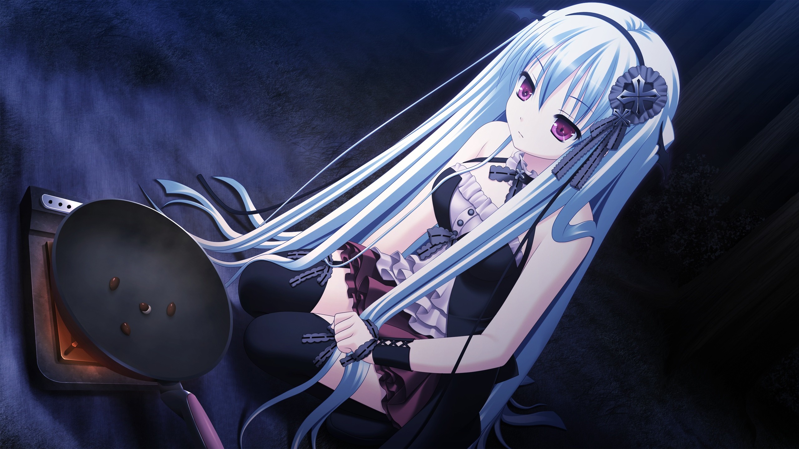 Vivi Alhazerd Blue Hair Alhazerd Vivi Purple Eyes Long Hair Dress Thigh Highs Shinigami No Testament 2560x1440