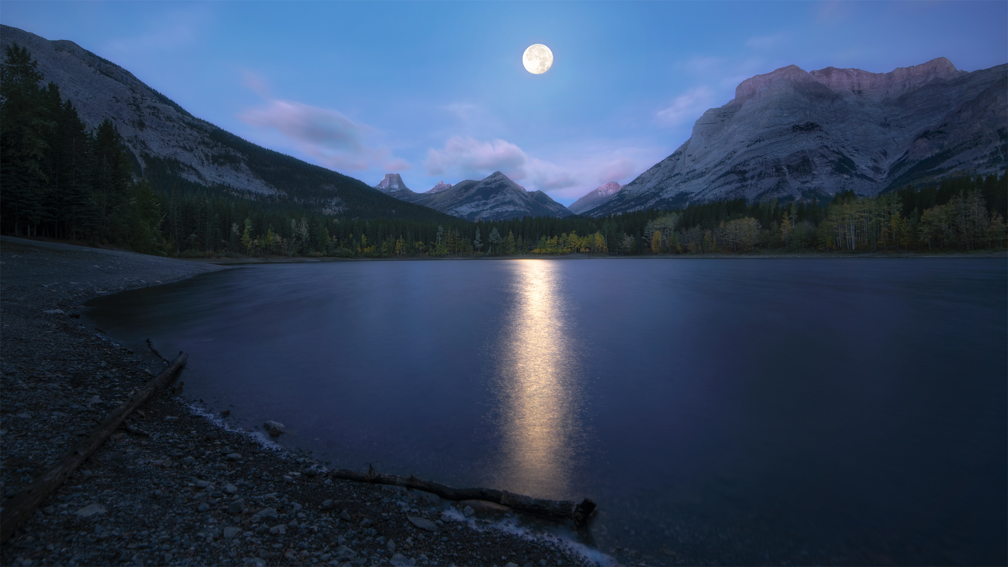 Nature Moon Lake Reflection 2048x1152