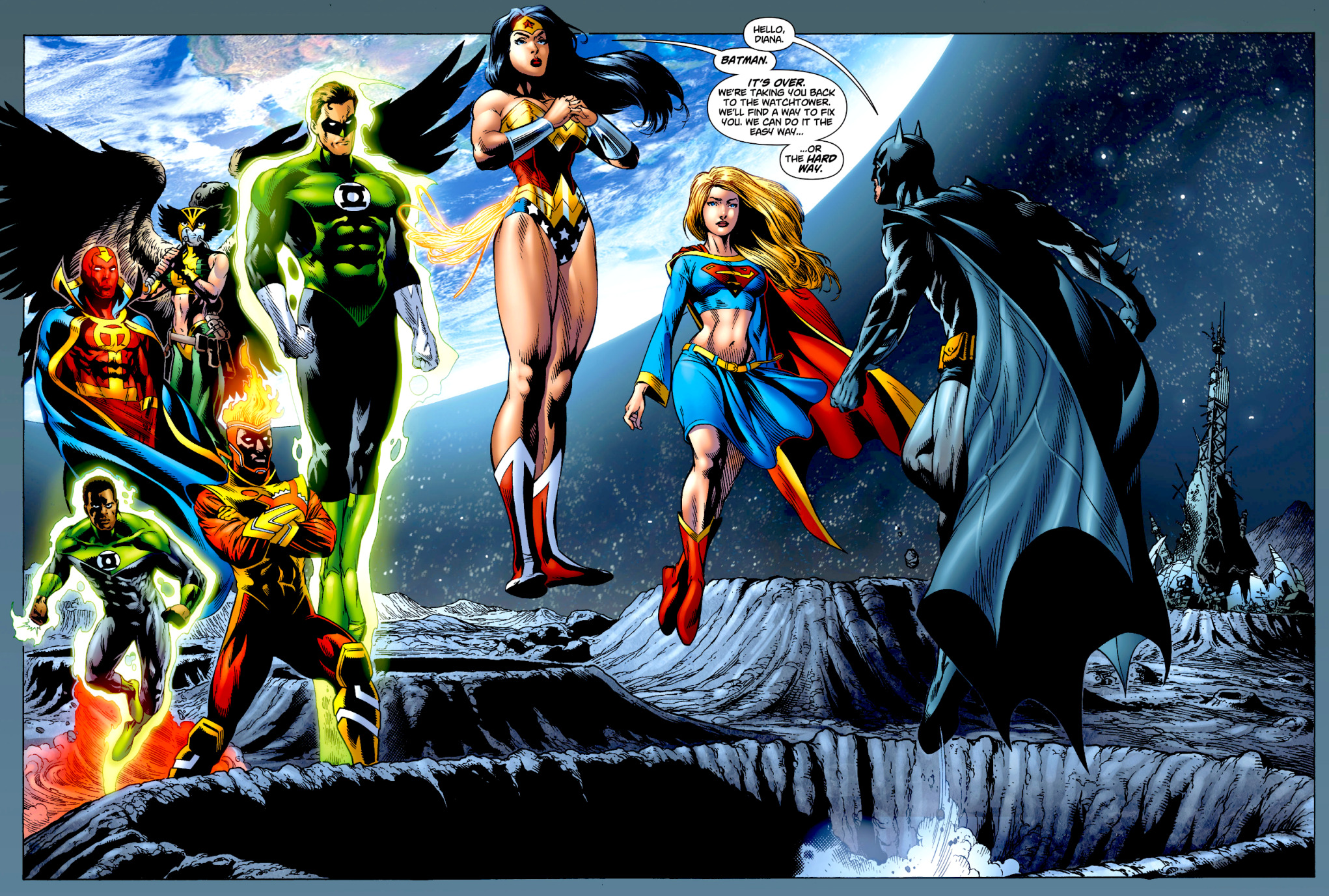 Batman Wonder Woman Green Lantern Hal Jordan John Stewart Green Lantern Hawkgirl Dc Comics Supergirl 2042x1377