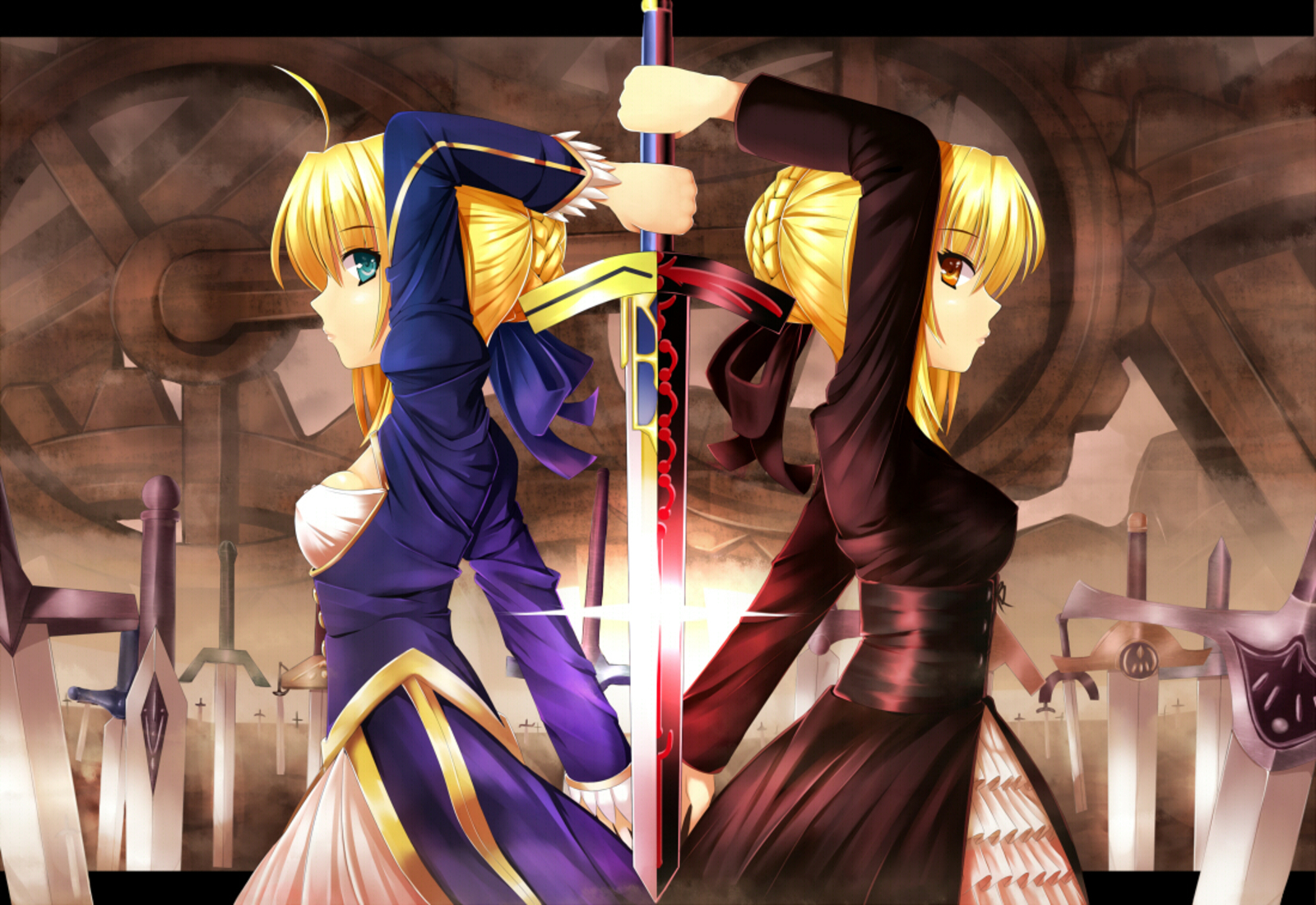 Anime Anime Girls Fate Series Fate Stay Night Fate Stay Night Heavens Feel Excalibur Saber Saber Alt 1600x1100