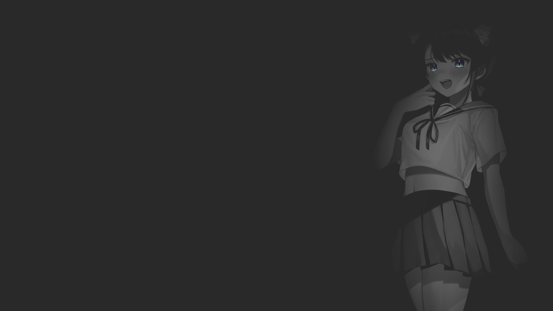 Anime Anime Girls Monochrome Black Background Simple Background Minimalism Dark Background 1920x1080