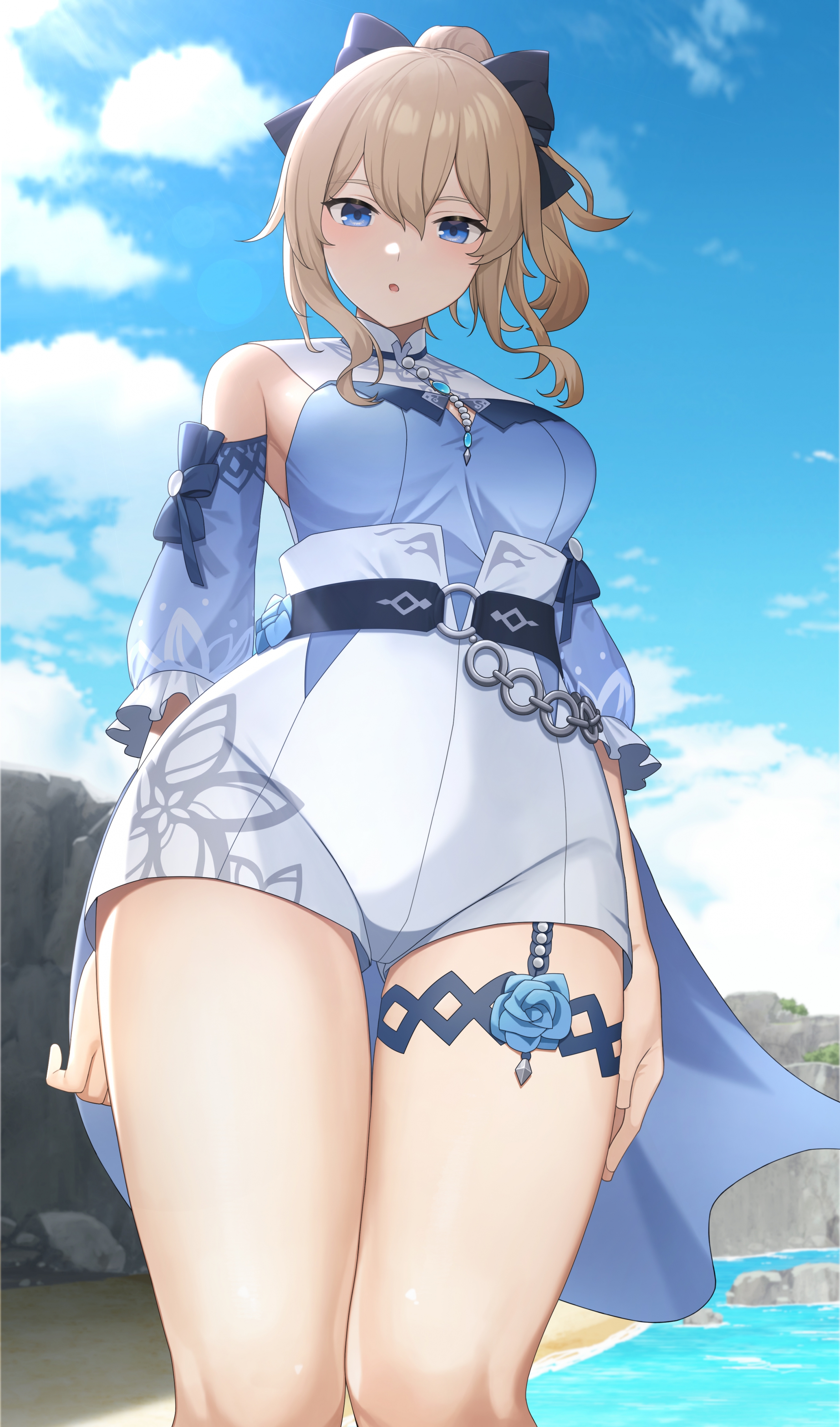 Anime Anime Girls Sakamotono Artwork Genshin Impact Jean Genshin Impact Blonde Blue Eyes 2355x4000