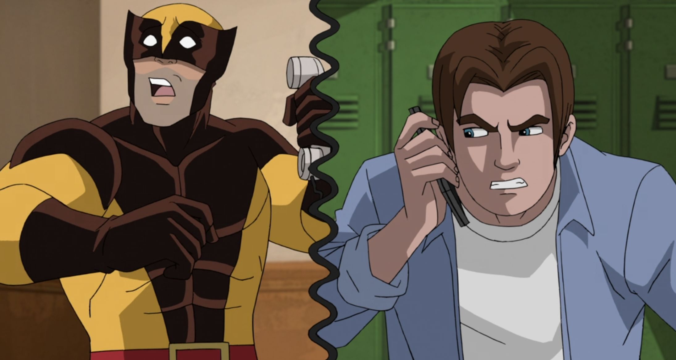Wolverine Peter Parker Ultimate Spider Man Tv Show Phone Brown Hair 2190x1166